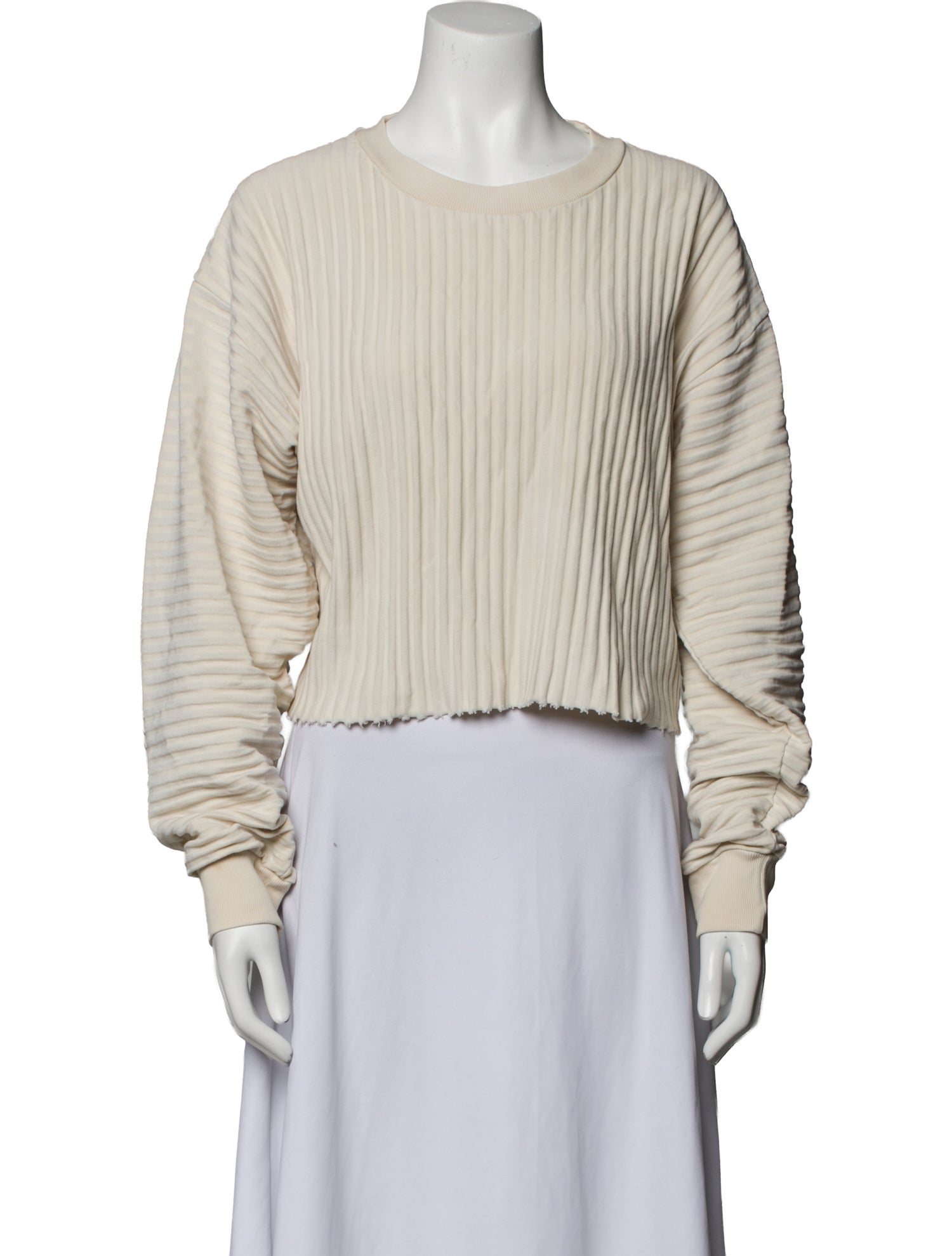 John Elliott Crew Neck Long Sleeve Crop Top