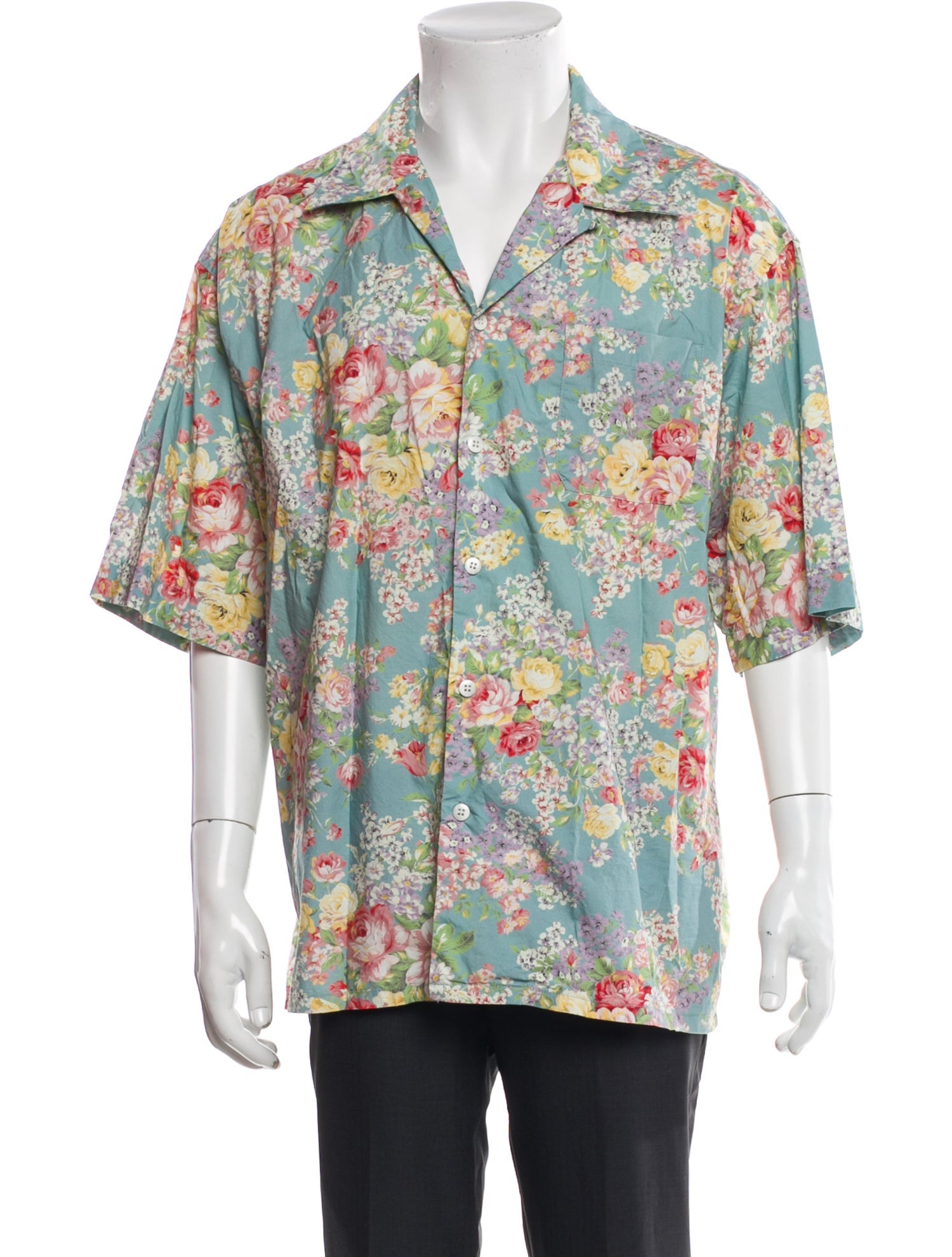 John Elliott Floral Print Three-Quarter Sleeve Shirt