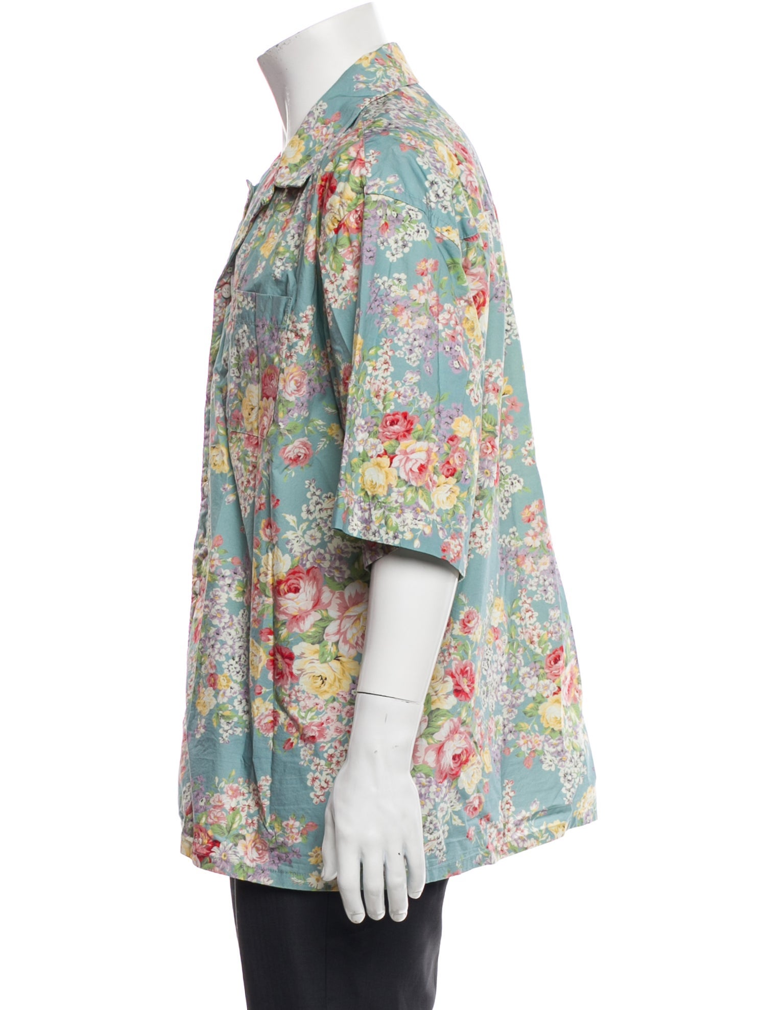 John Elliott Floral Print Three-Quarter Sleeve Shirt