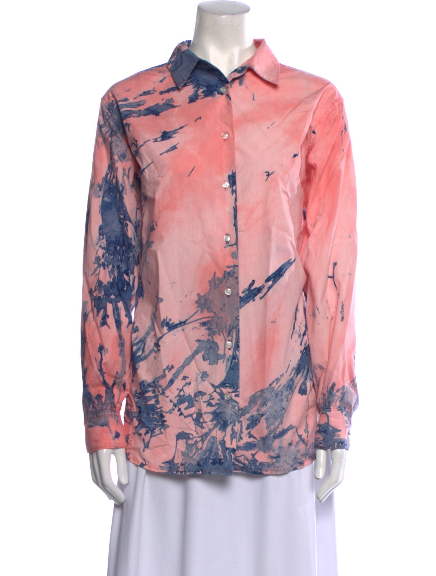 John Elliott Printed Long Sleeve Button-Up Top