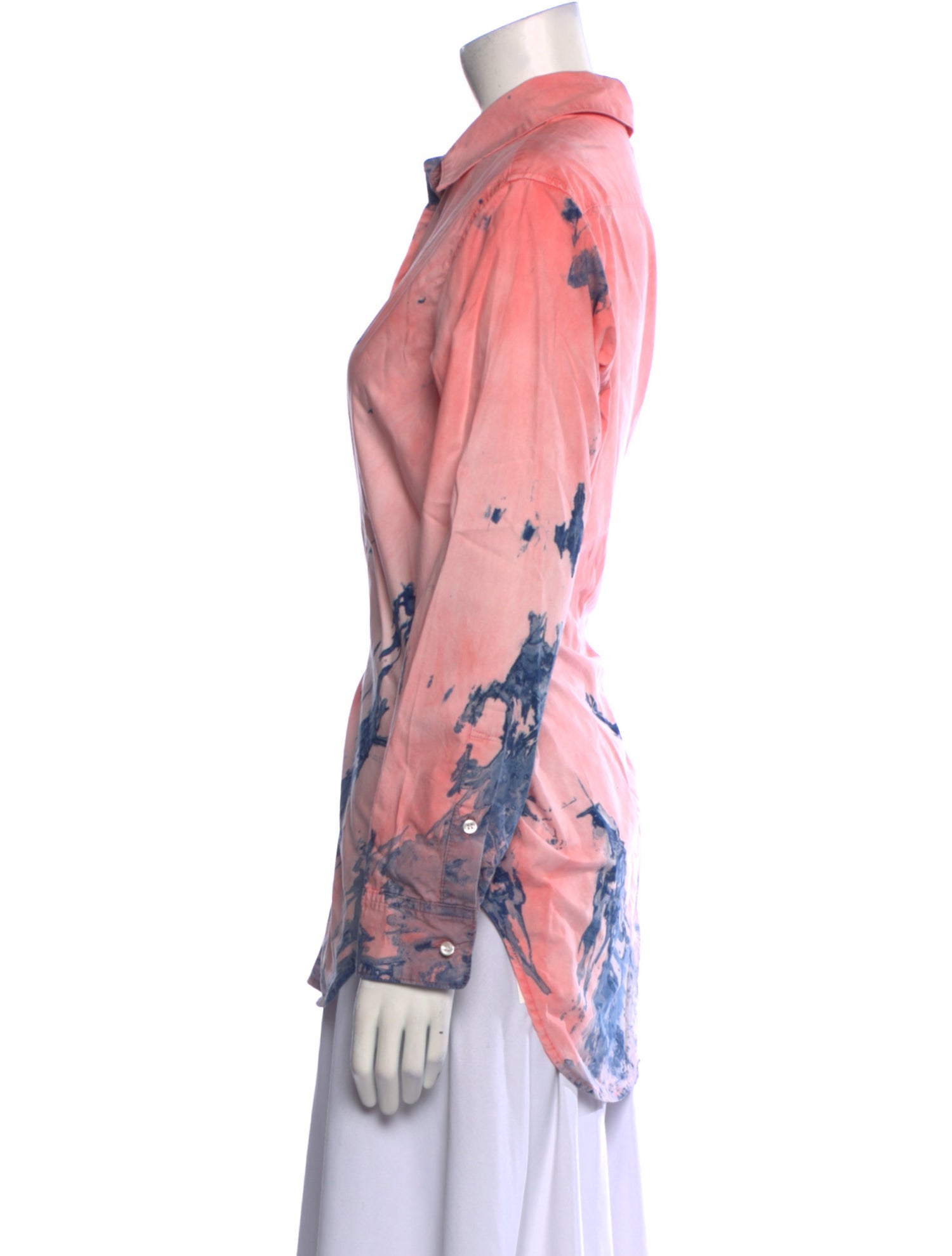 John Elliott Printed Long Sleeve Button-Up Top