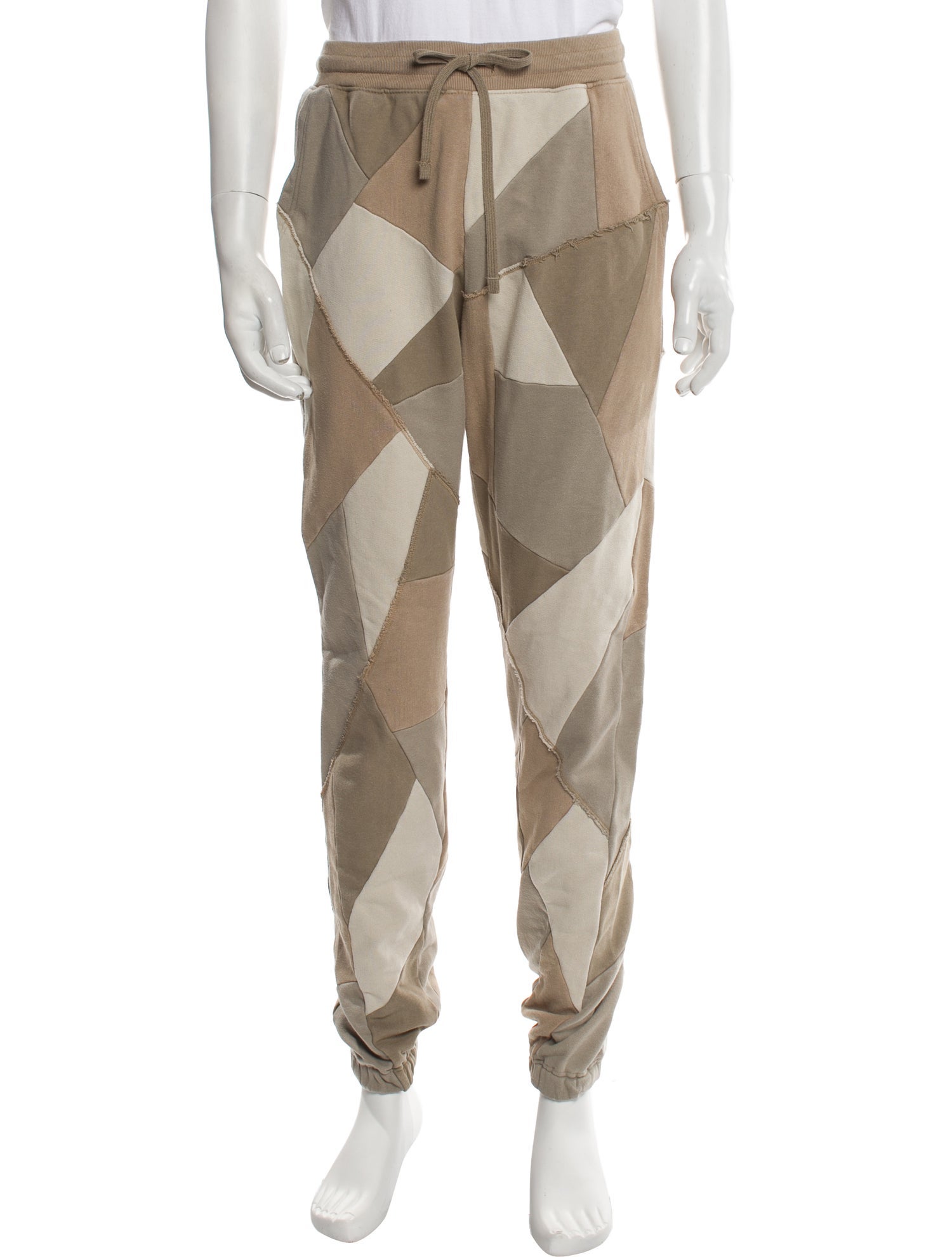 John Elliott Colorblock Pattern Raw-Edge Trim Lounge Bottoms