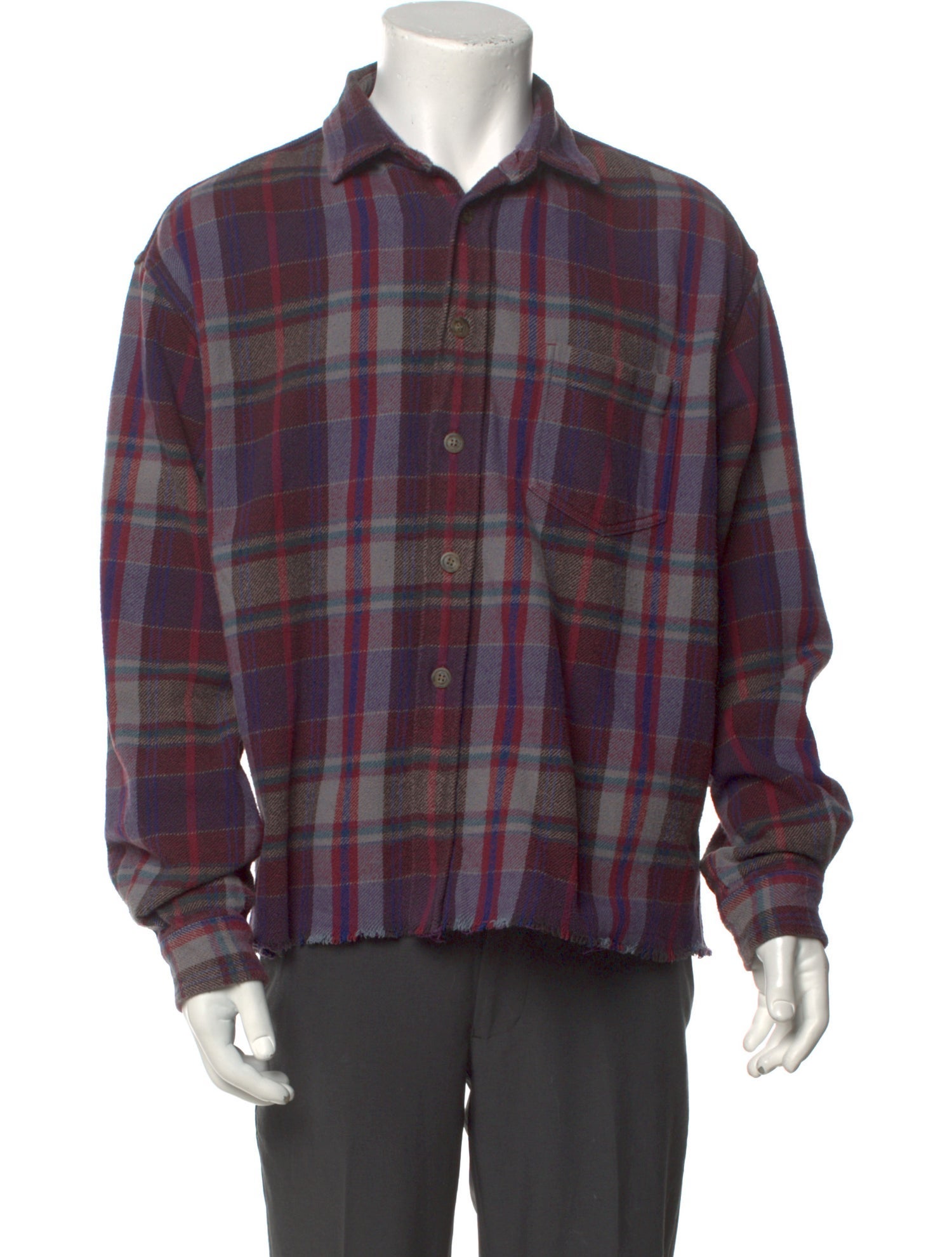John Elliott Plaid Print Long Sleeve Shirt