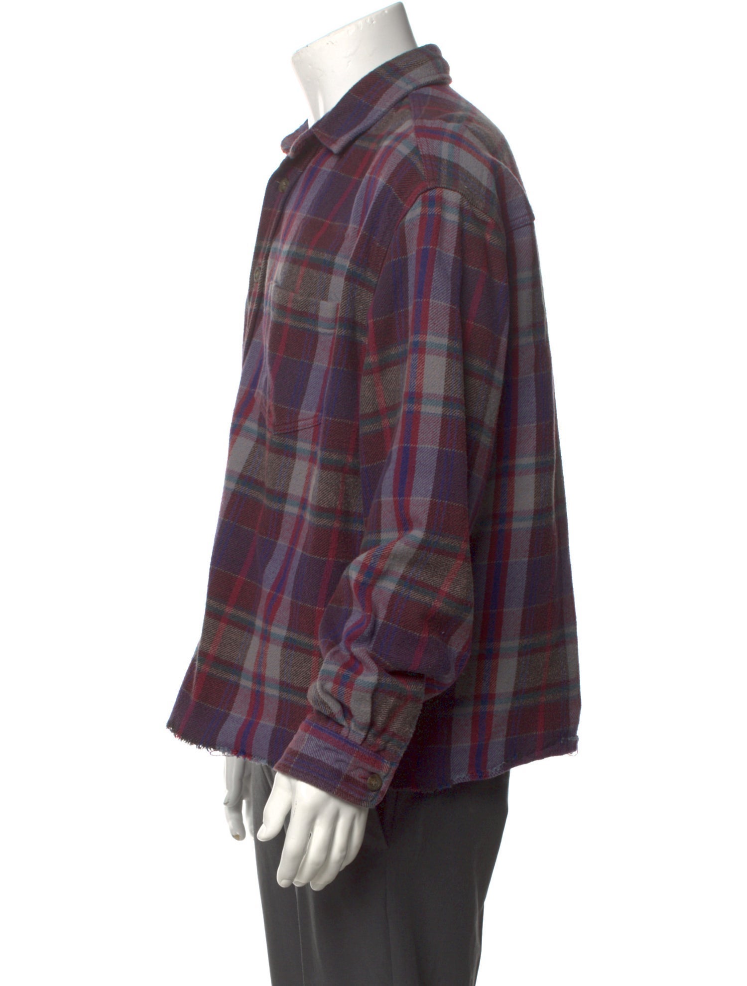 John Elliott Plaid Print Long Sleeve Shirt