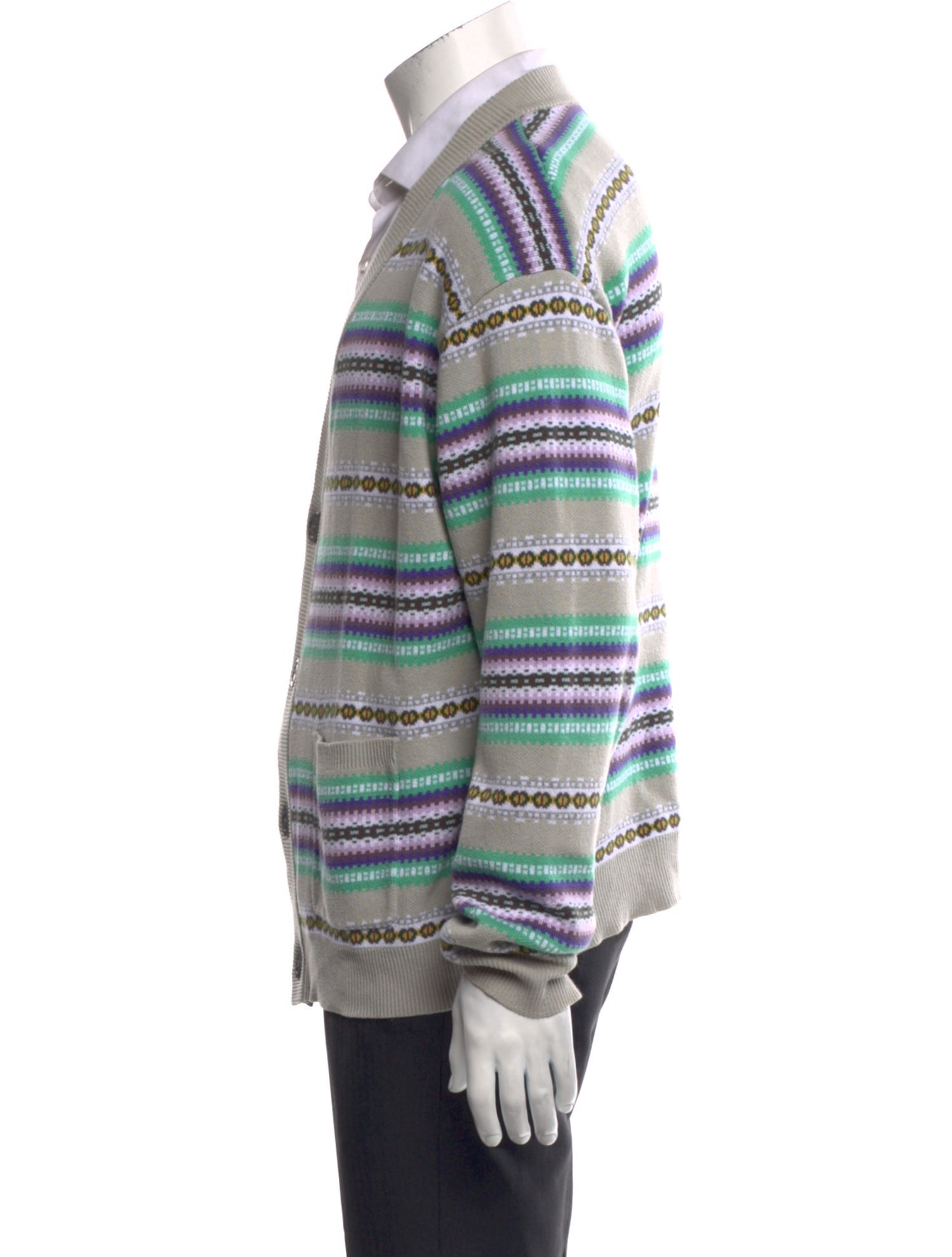 John Elliott Striped V-Neck Cardigan