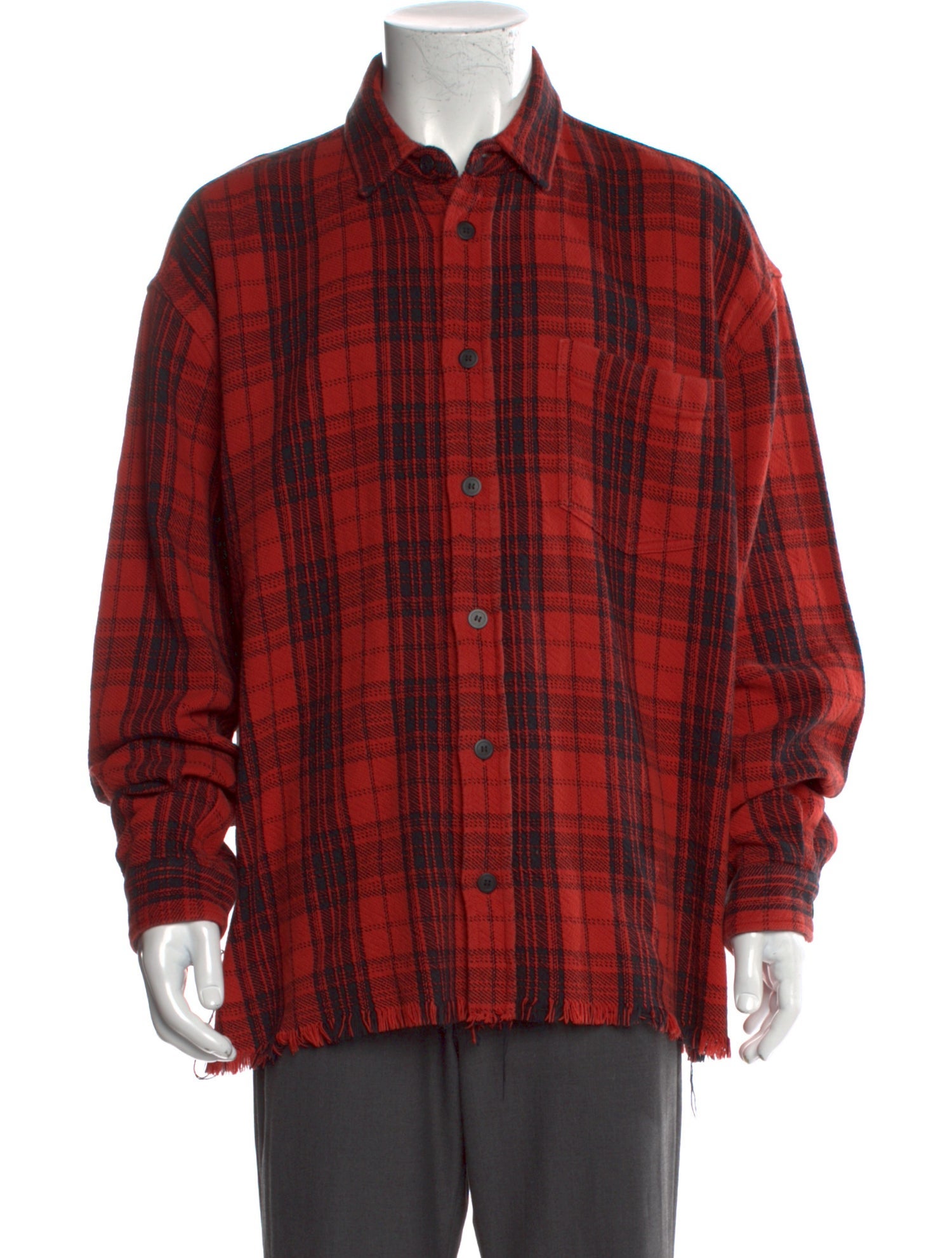 John Elliott Plaid Print Long Sleeve Shirt