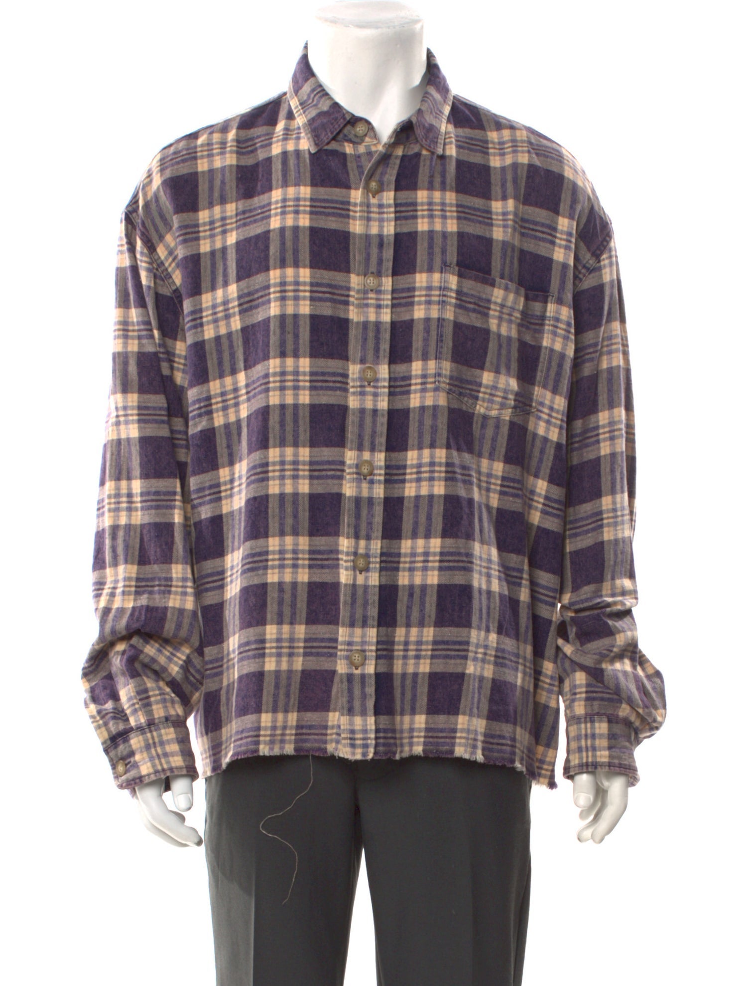 John Elliott Plaid Print Long Sleeve Shirt