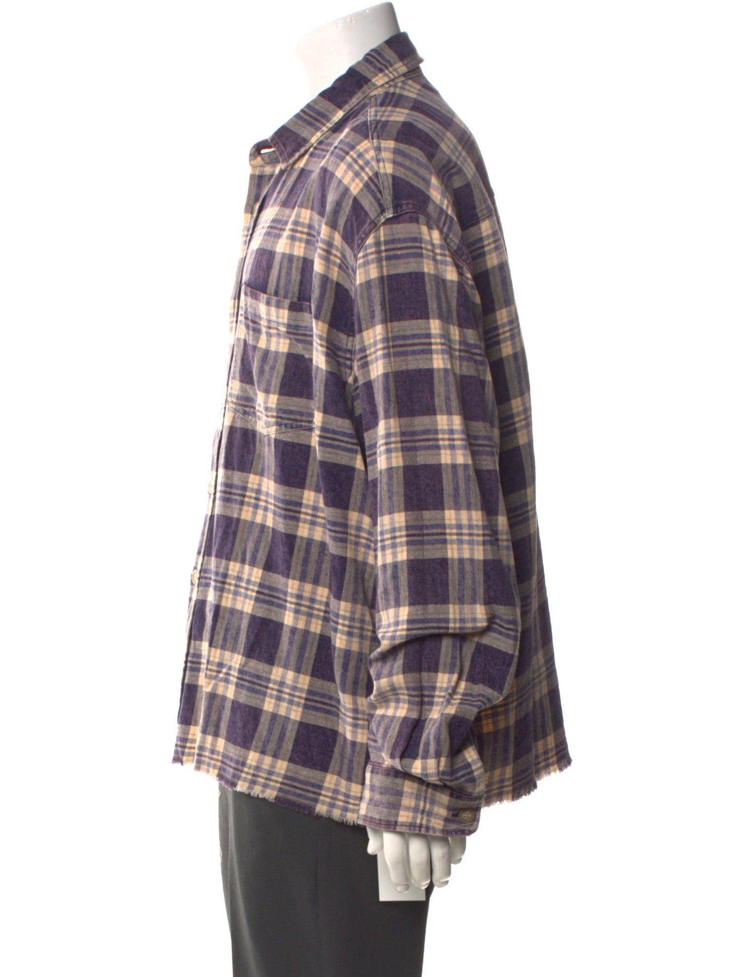 John Elliott Plaid Print Long Sleeve Shirt