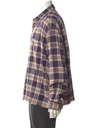John Elliott Plaid Print Long Sleeve Shirt