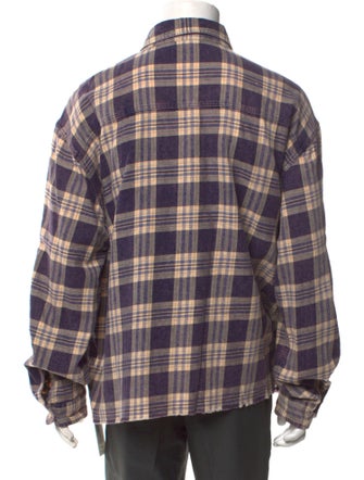 John Elliott Plaid Print Long Sleeve Shirt