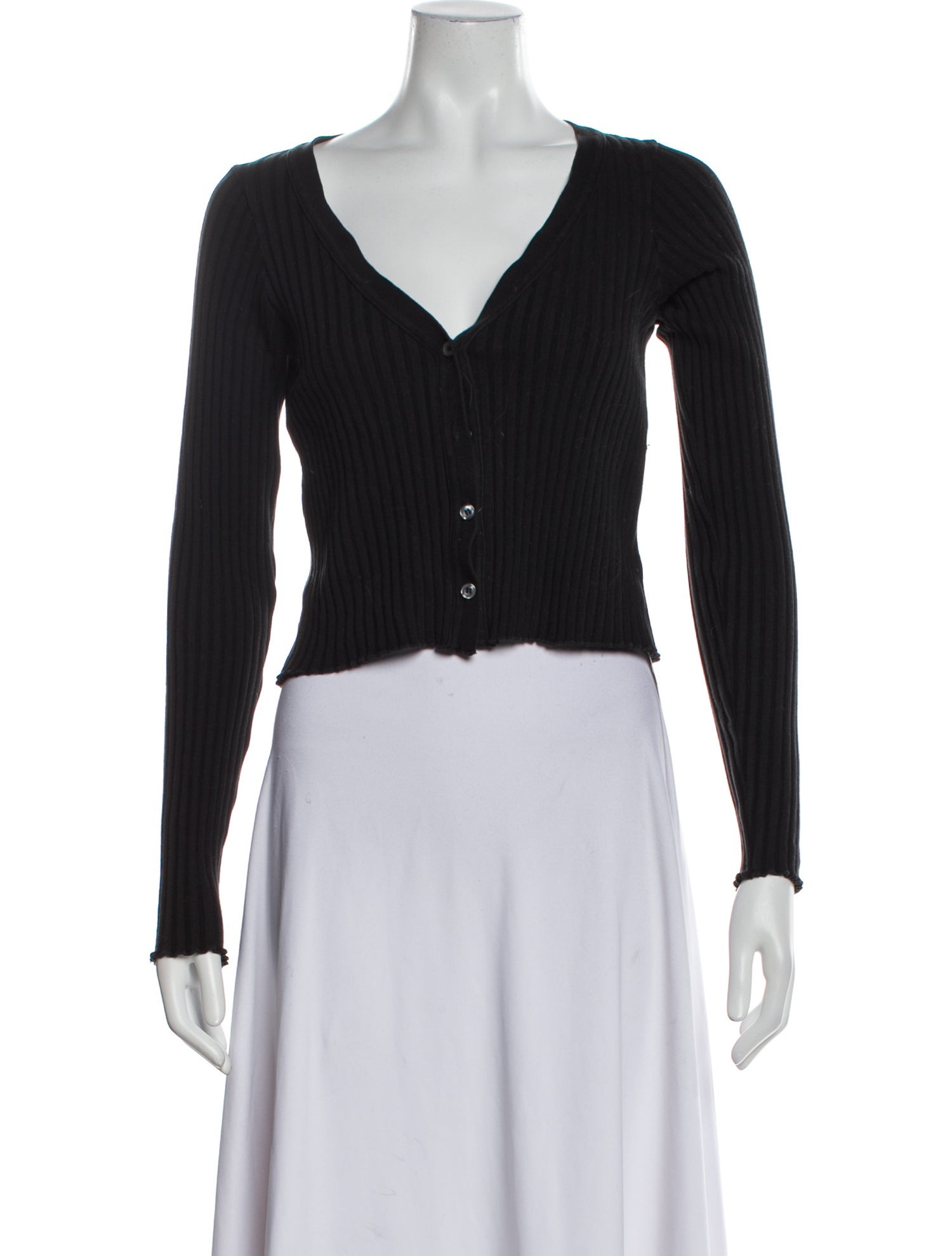 John Elliott V-Neck Long Sleeve Crop Top