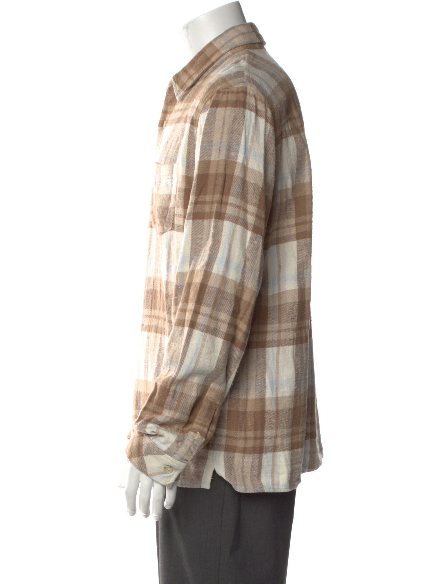 John Elliott Plaid Print Long Sleeve Shirt