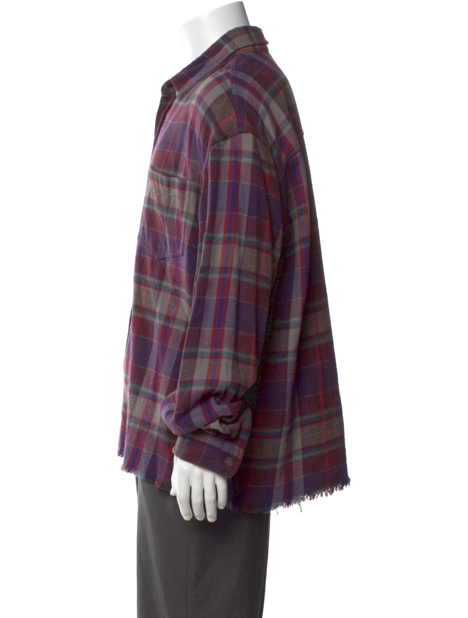 John Elliott Plaid Print Long Sleeve Shirt