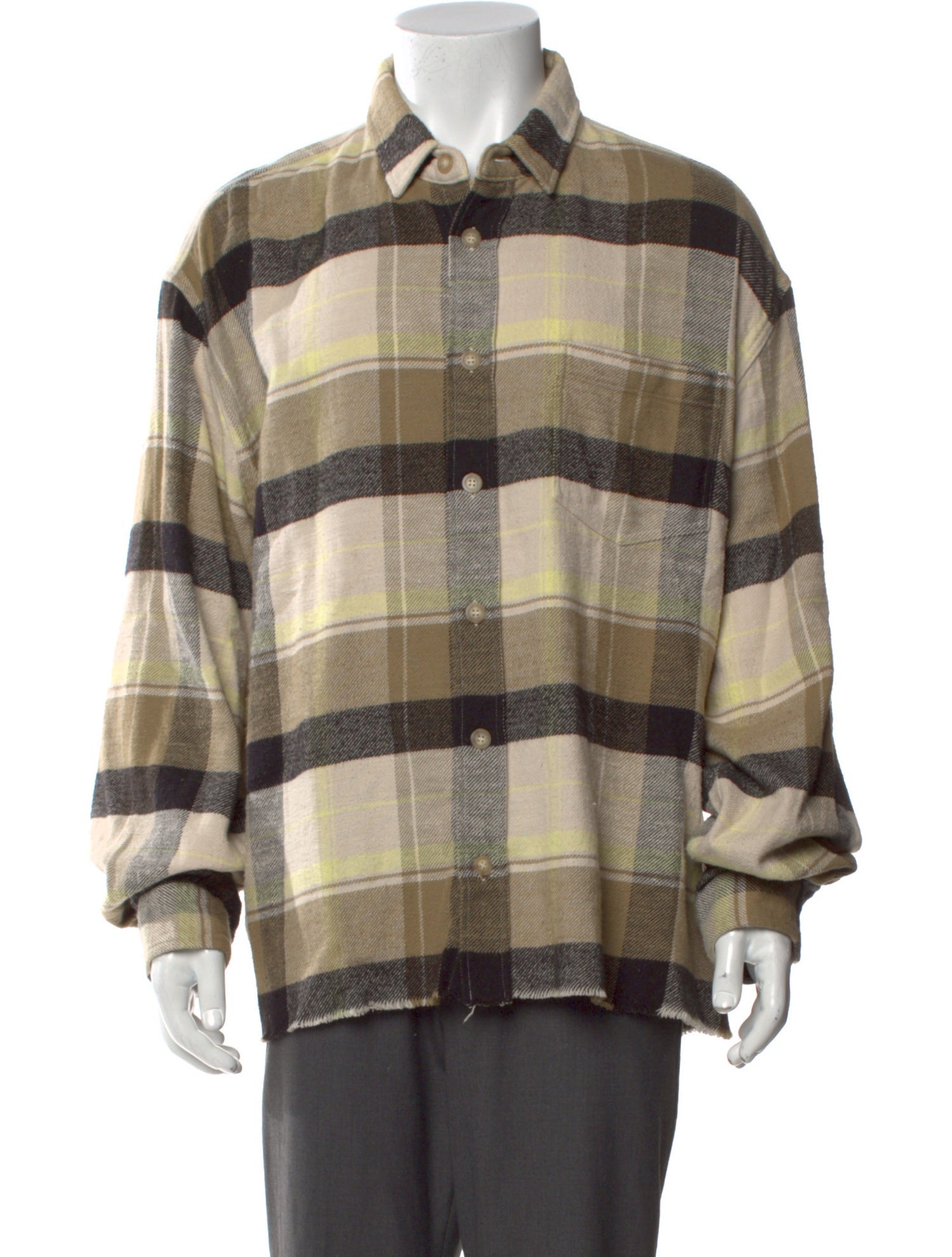 John Elliott Plaid Print Long Sleeve Shirt