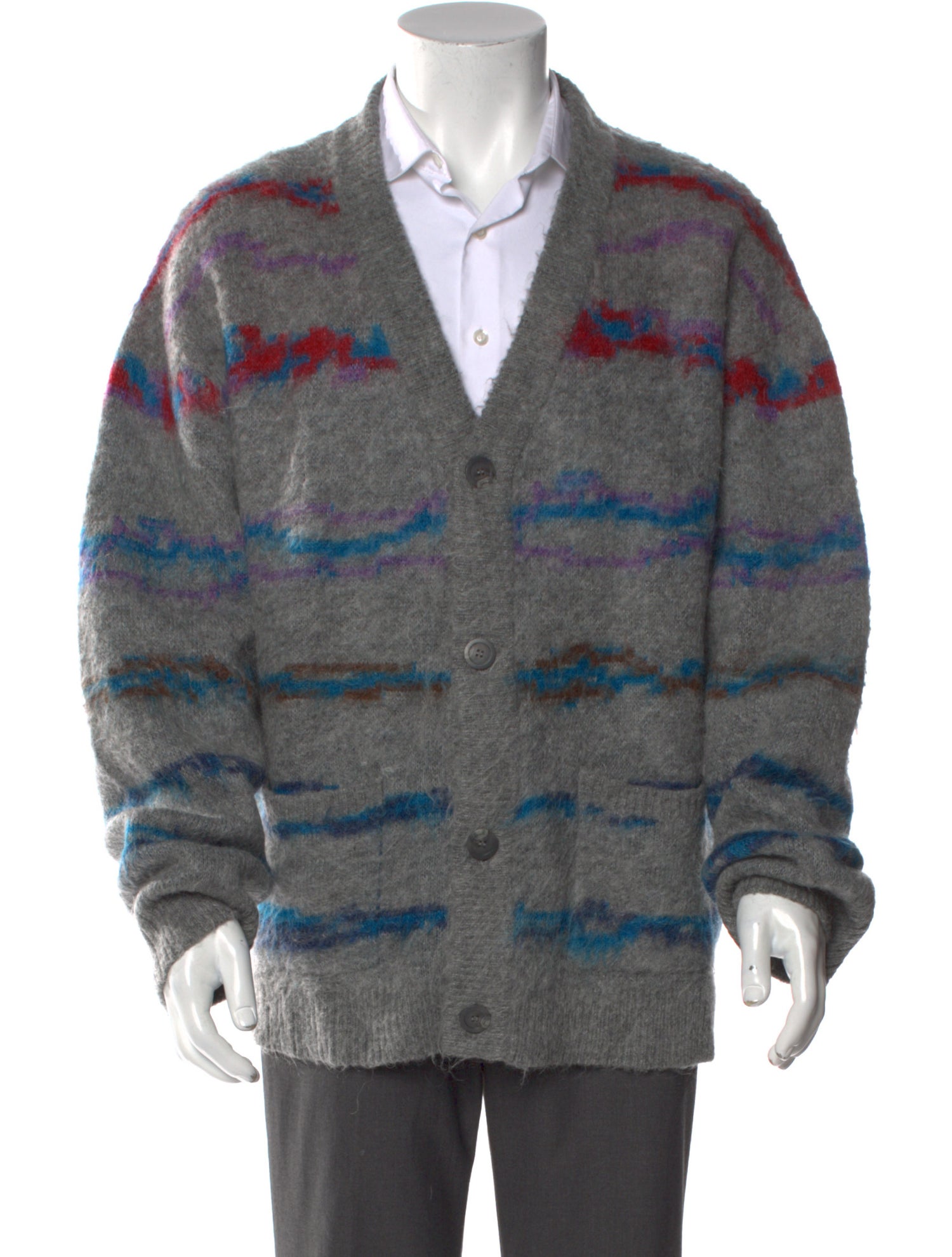 John Elliott Striped V-Neck Cardigan