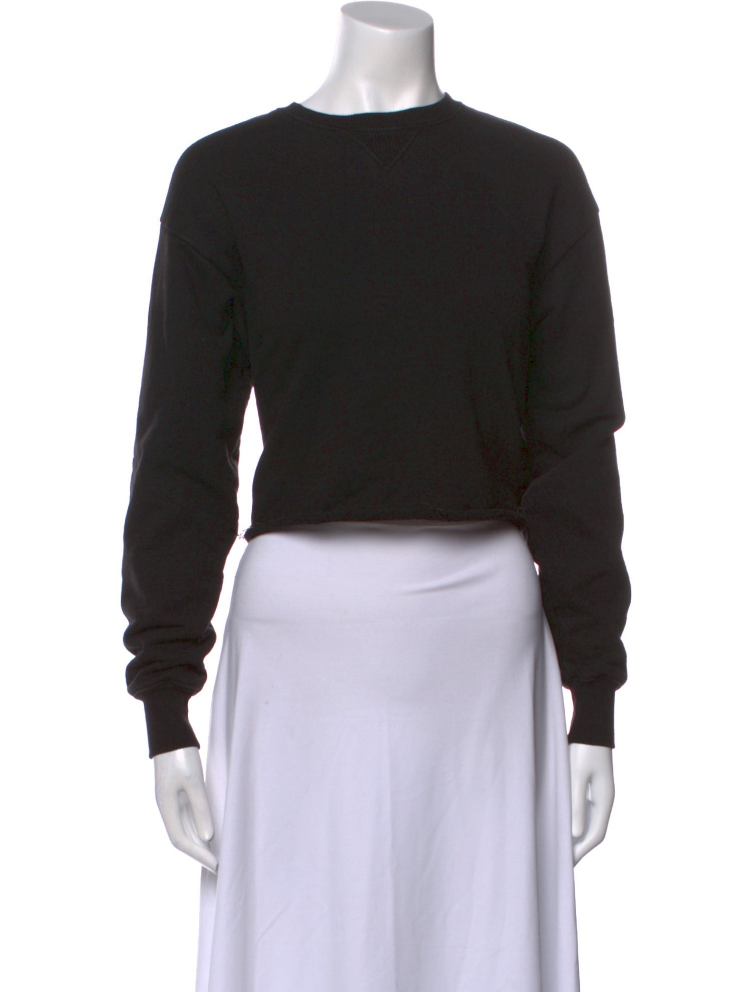 John Elliott Crew Neck Long Sleeve Crop Top