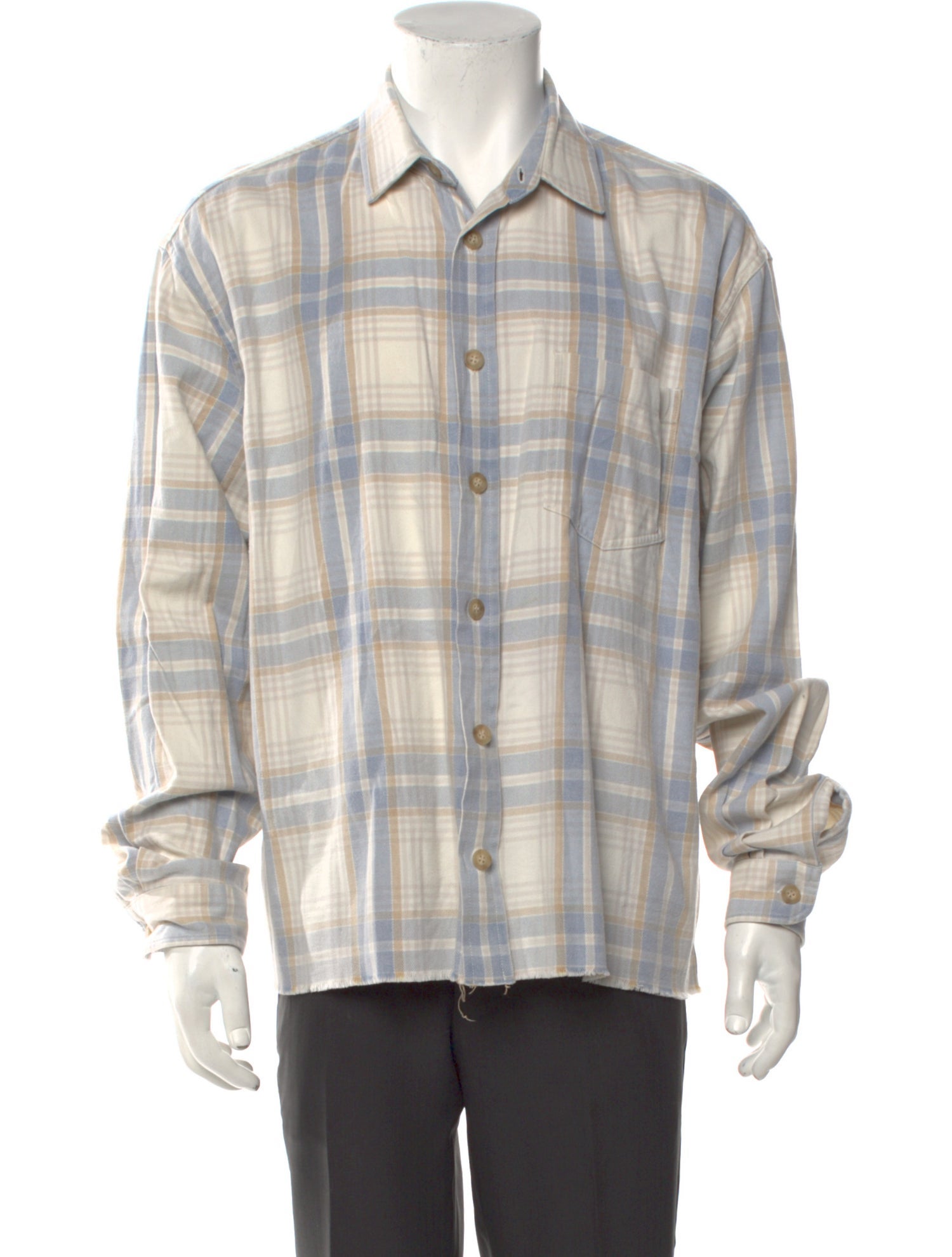 John Elliott Plaid Print Long Sleeve Shirt