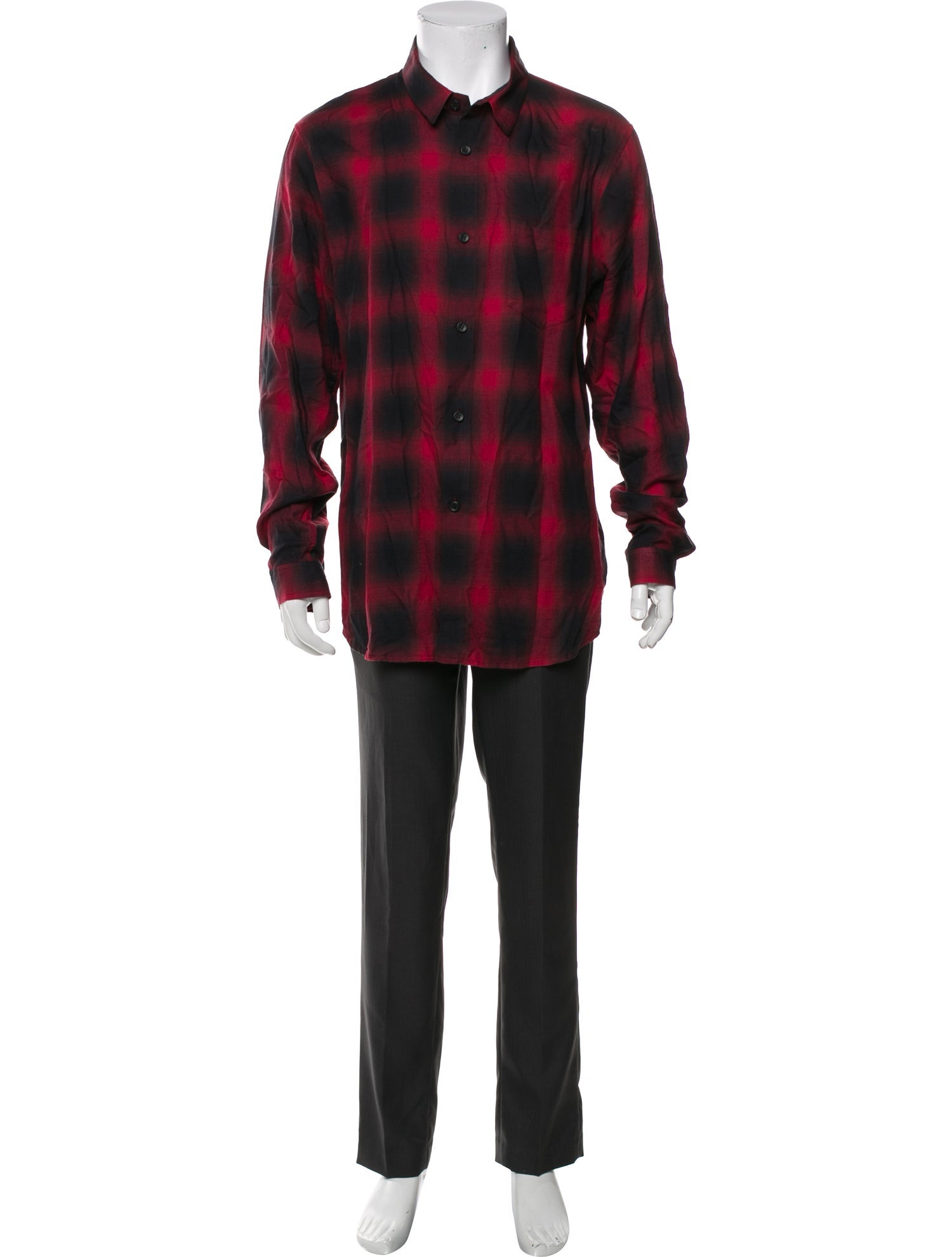 John Elliott Plaid Print Long Sleeve Shirt