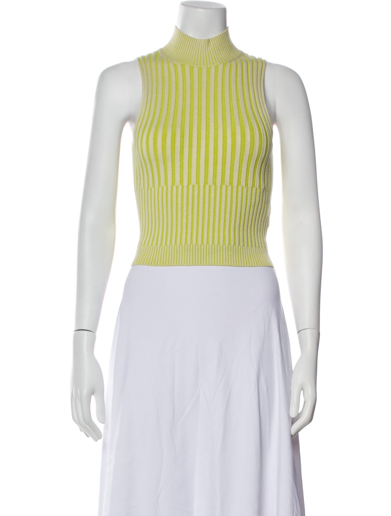 John Elliott Striped Mock Neck Crop Top