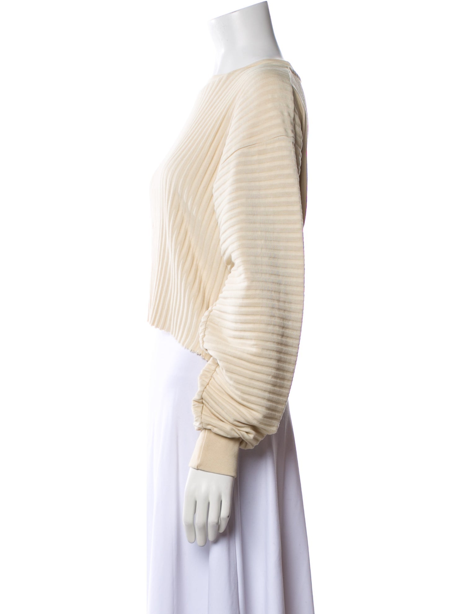 John Elliott Bateau Neckline Long Sleeve Crop Top