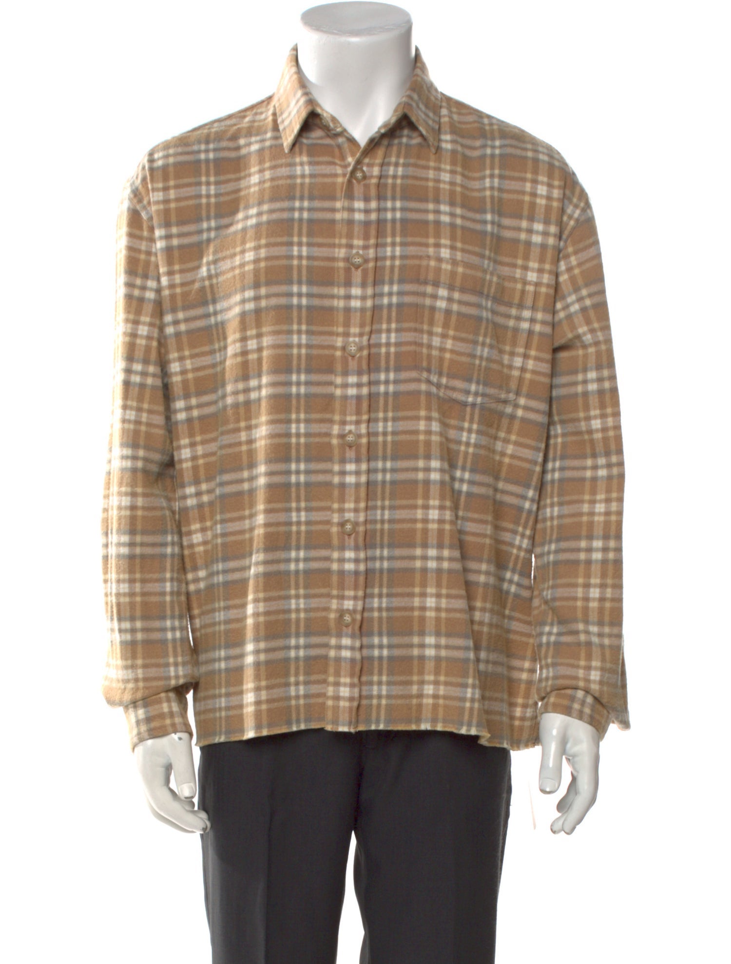 John Elliott Plaid Print Long Sleeve Shirt