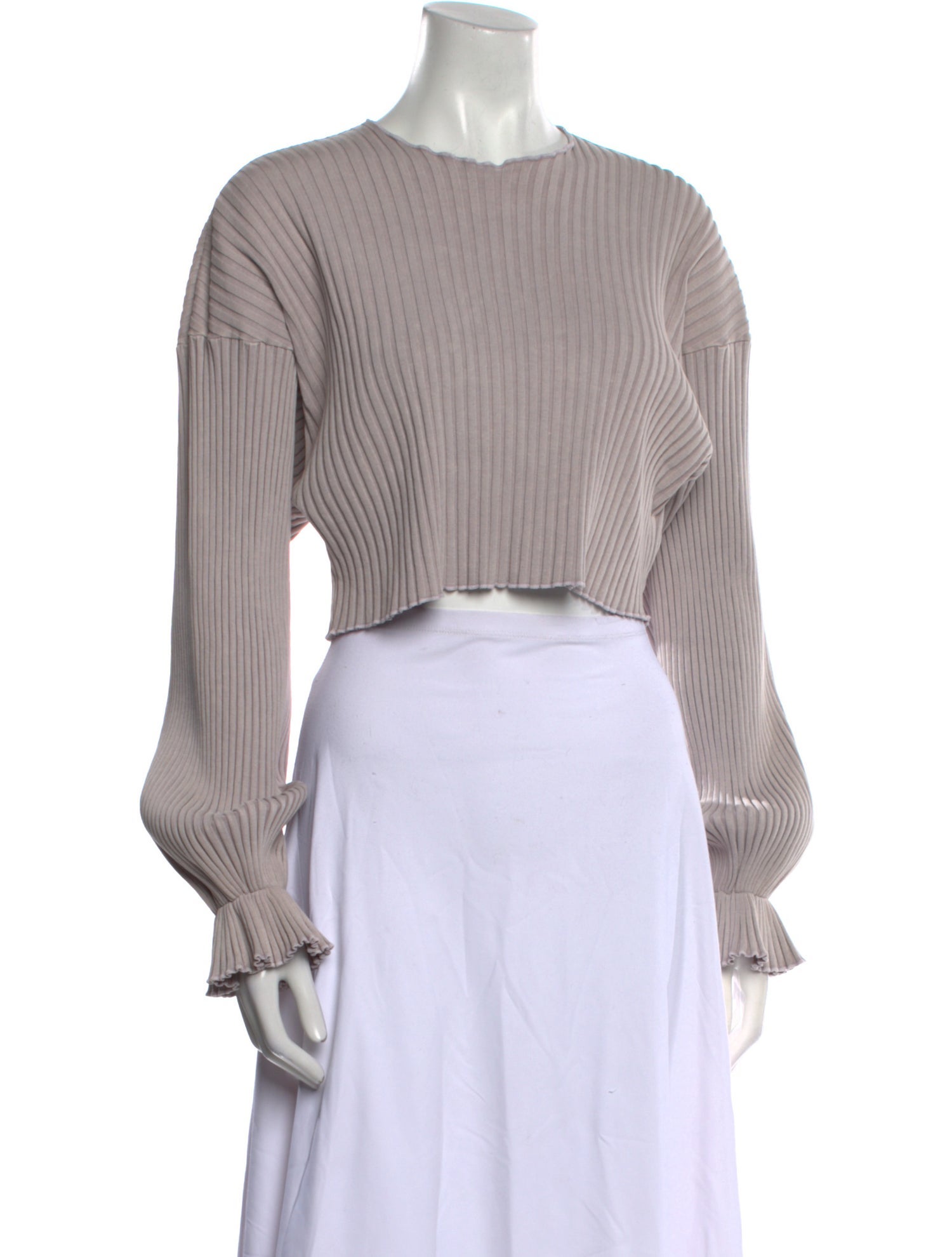 John Elliott Striped Crew Neck Crop Top