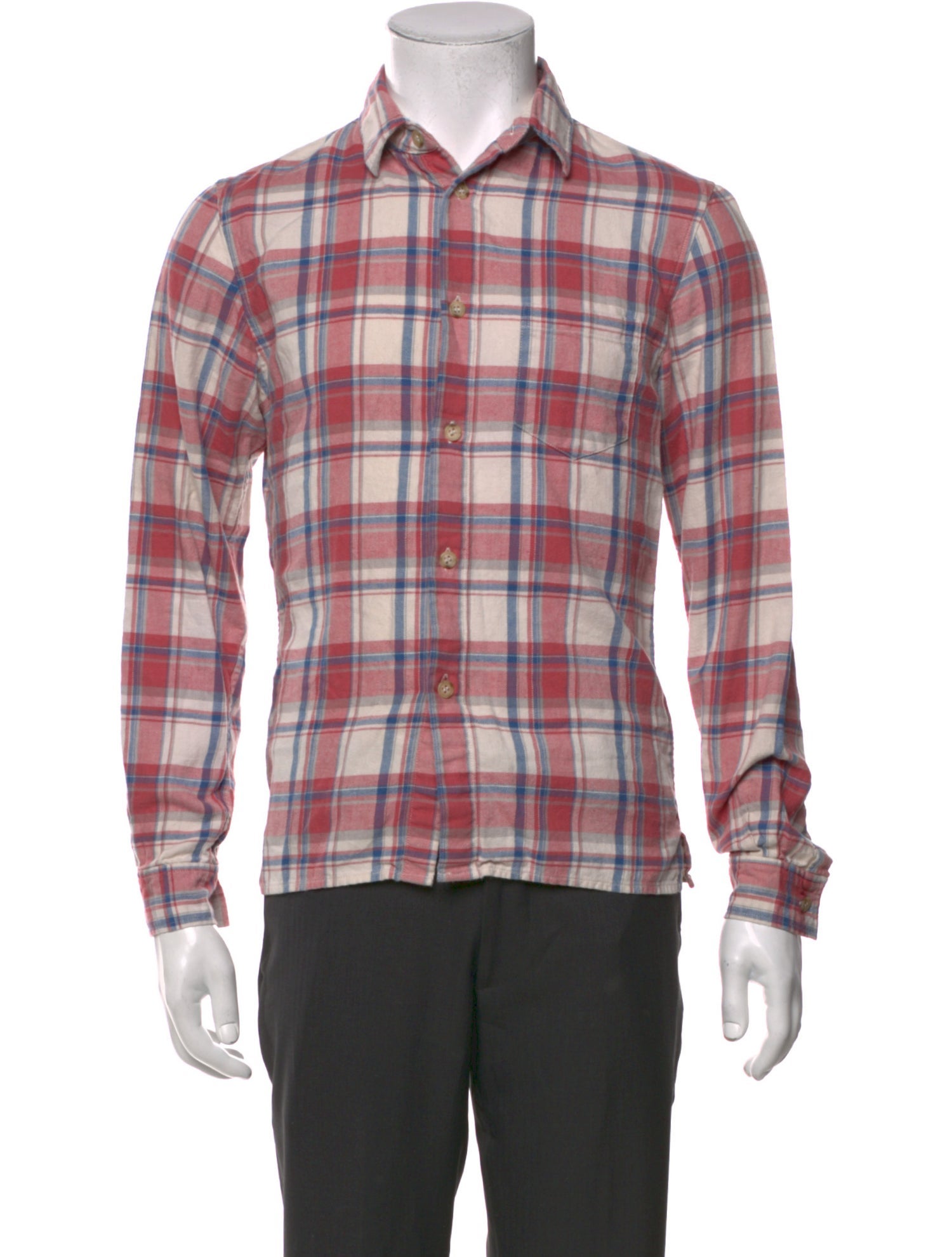 John Elliott Plaid Print Long Sleeve Shirt