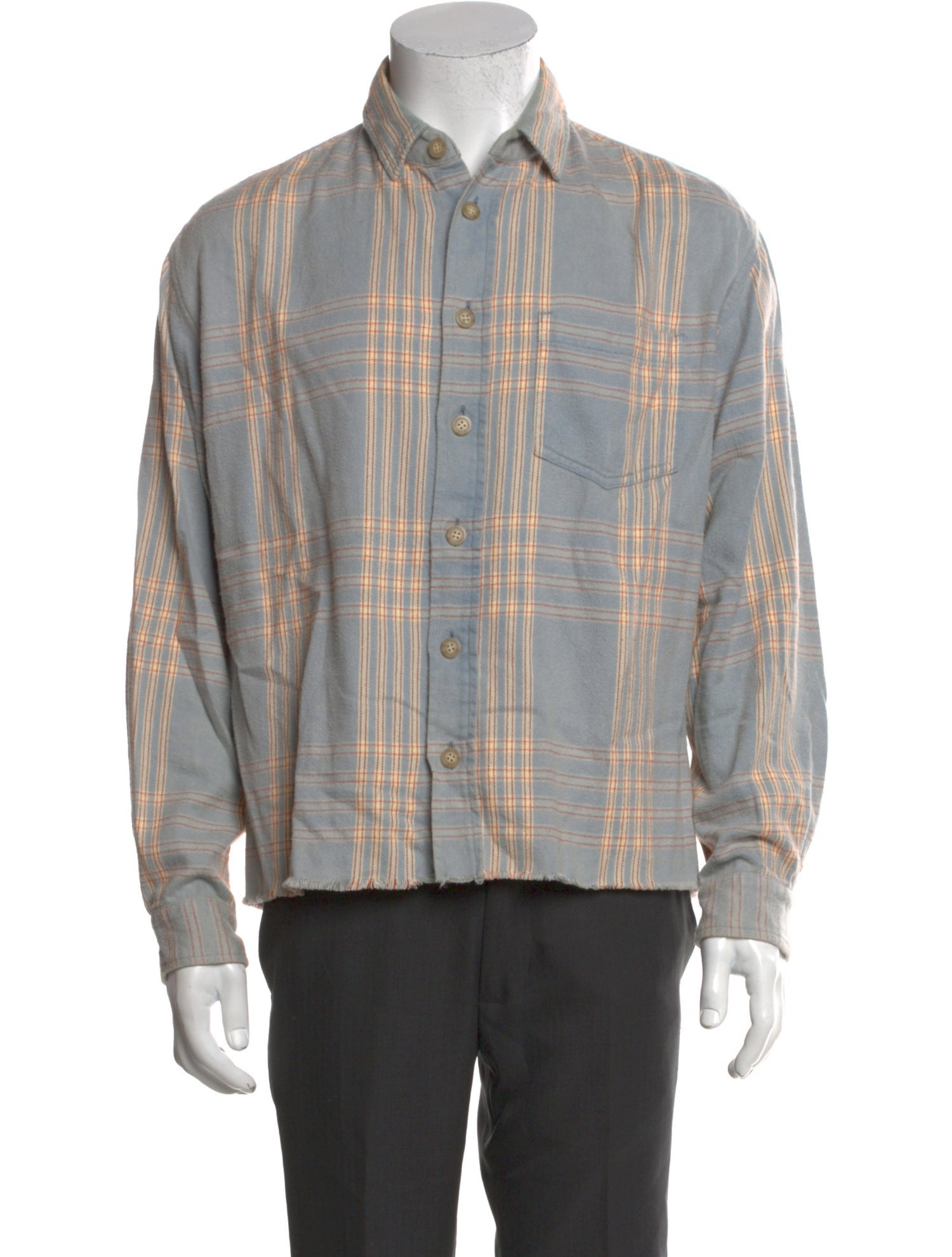 John Elliott Plaid Print Long Sleeve Shirt