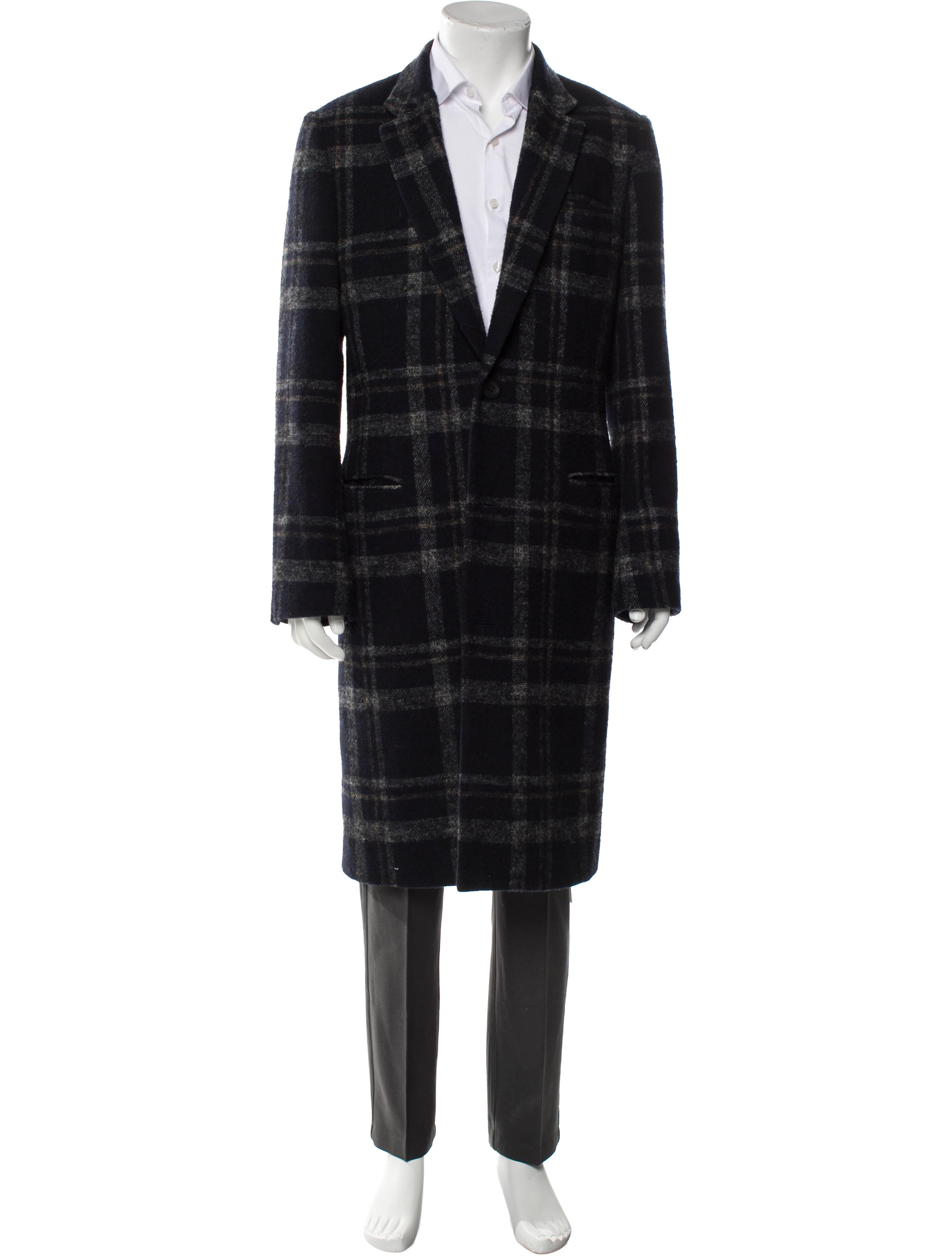 John Elliott Wool Plaid Print Overcoat