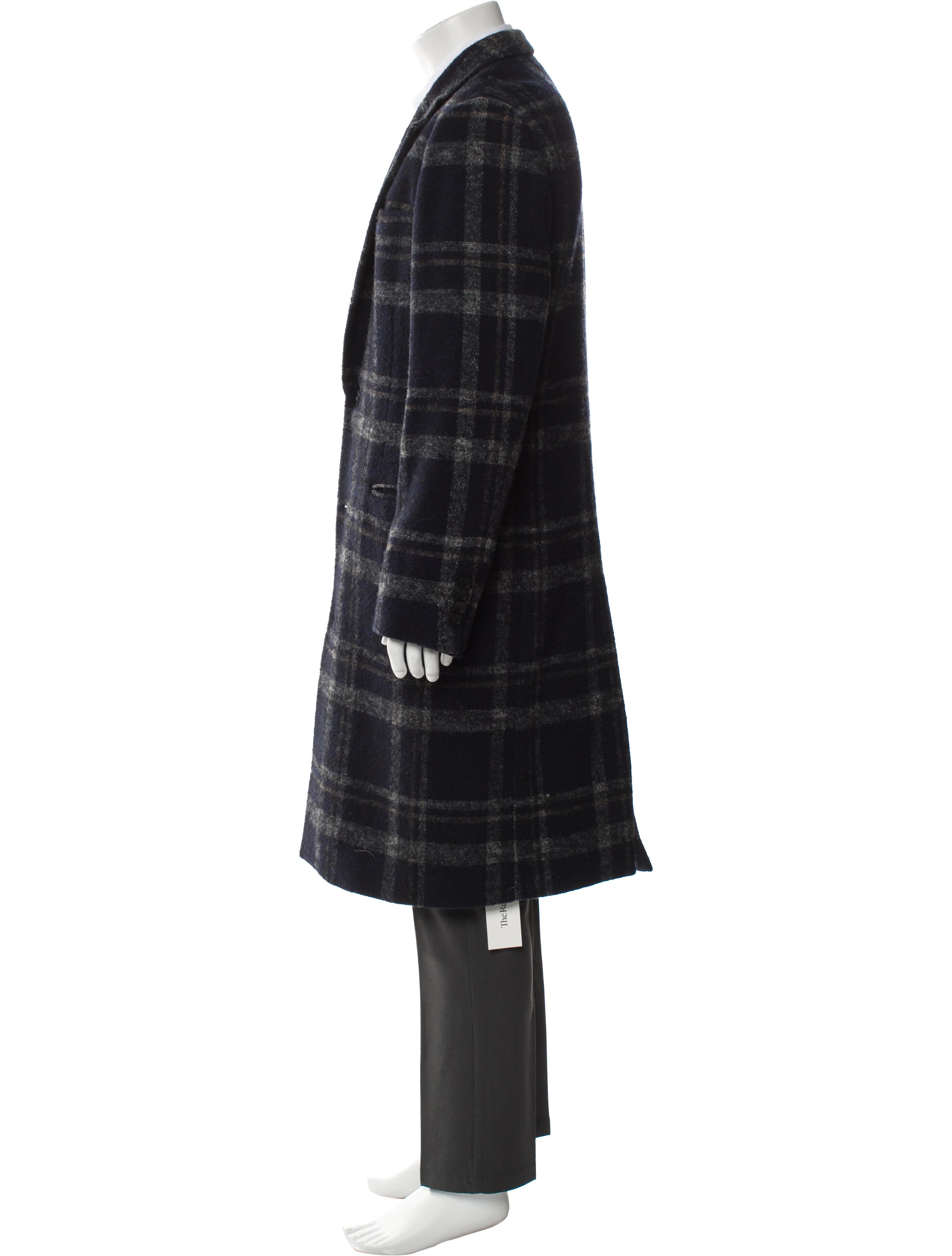John Elliott Wool Plaid Print Overcoat