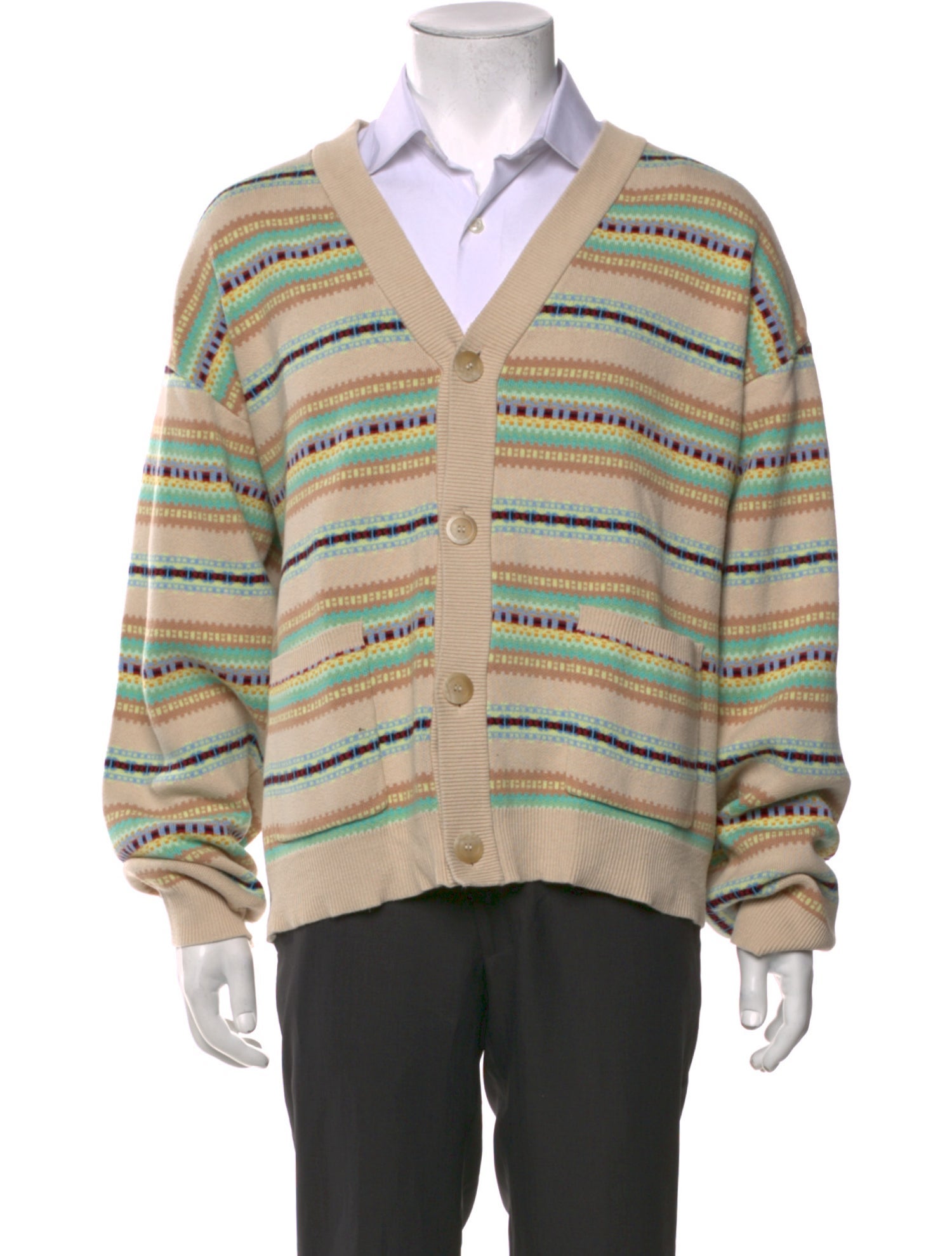John Elliott Striped V-Neck Cardigan