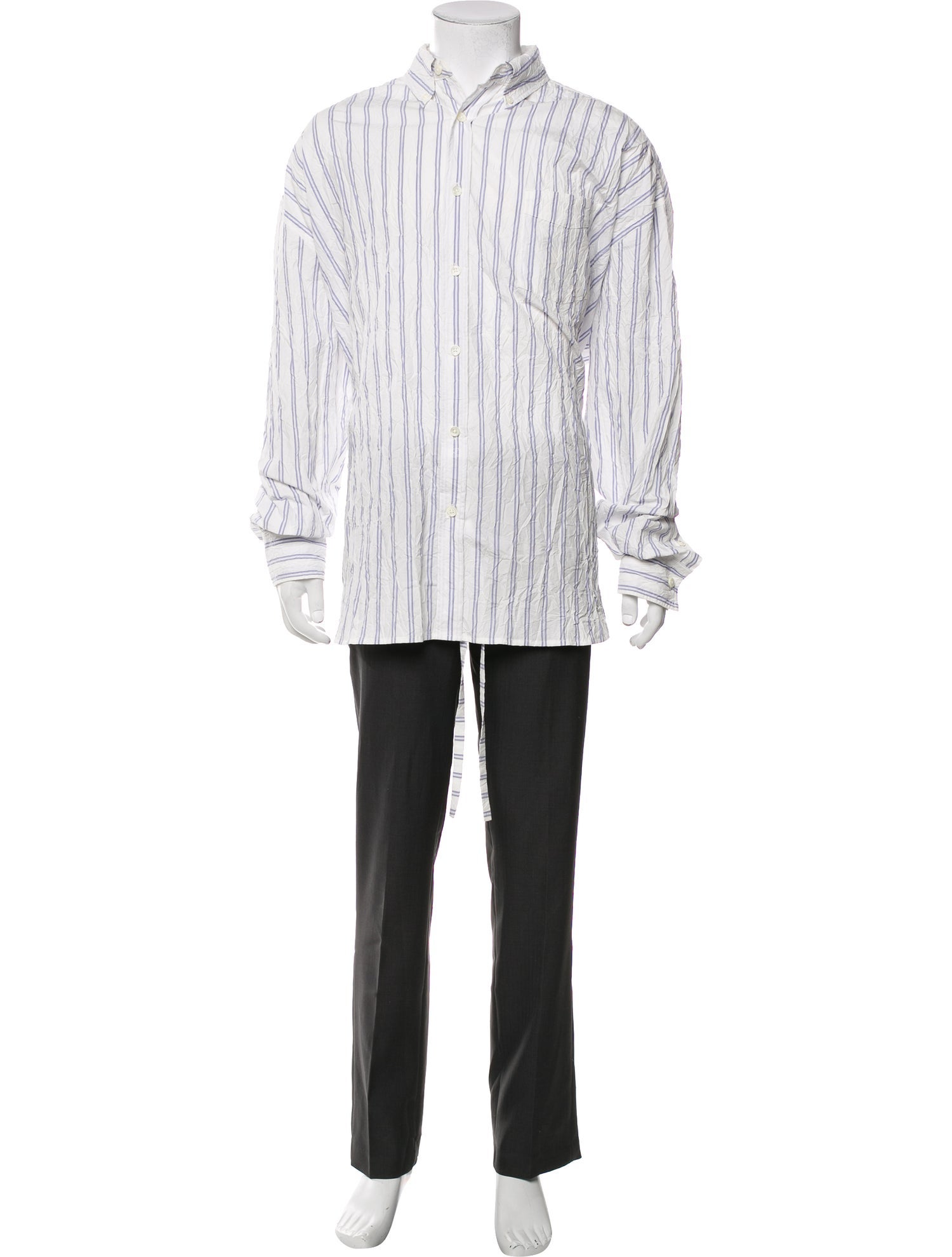 John Elliott Striped Long Sleeve Dress Shirt