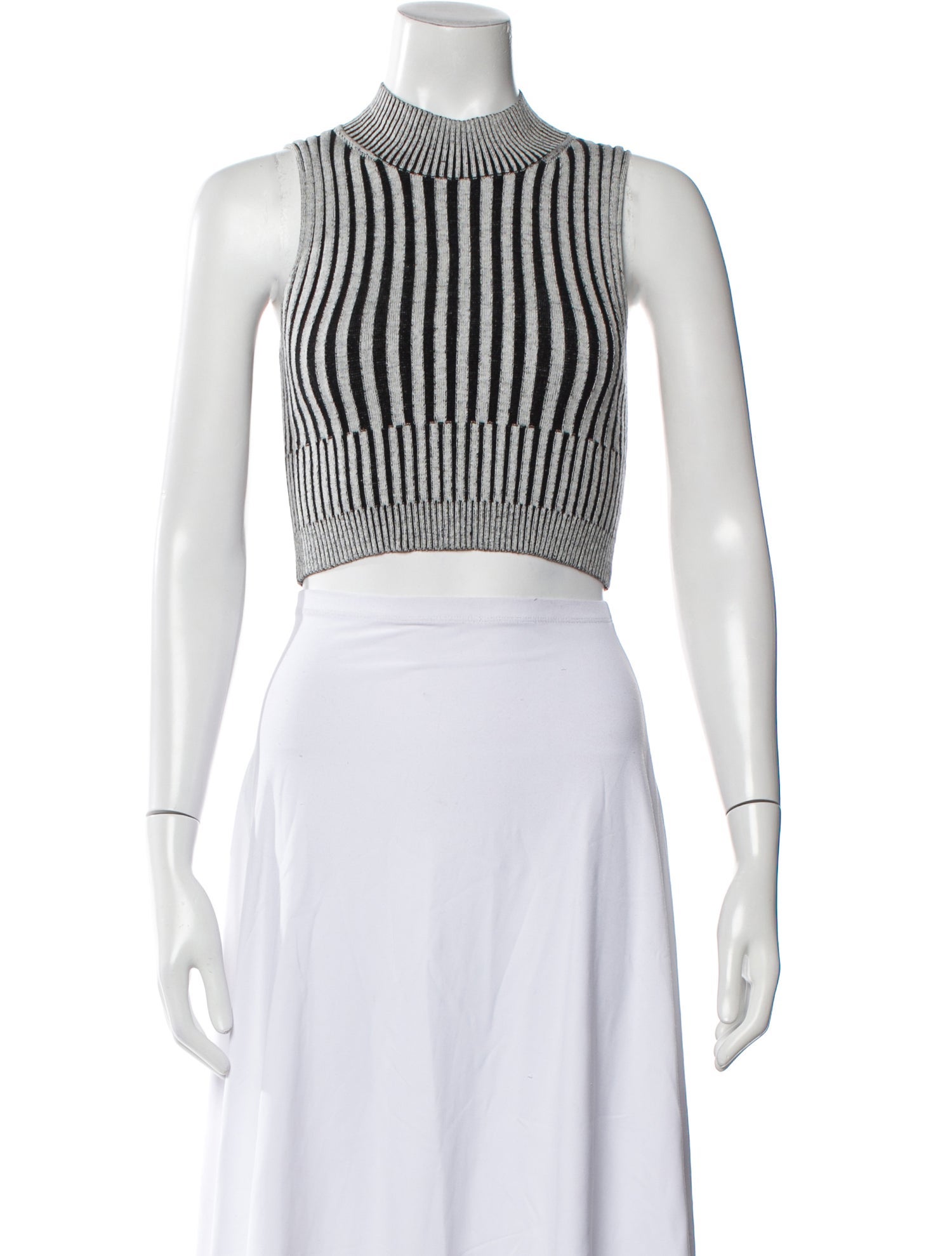 John Elliott Striped Crew Neck Crop Top