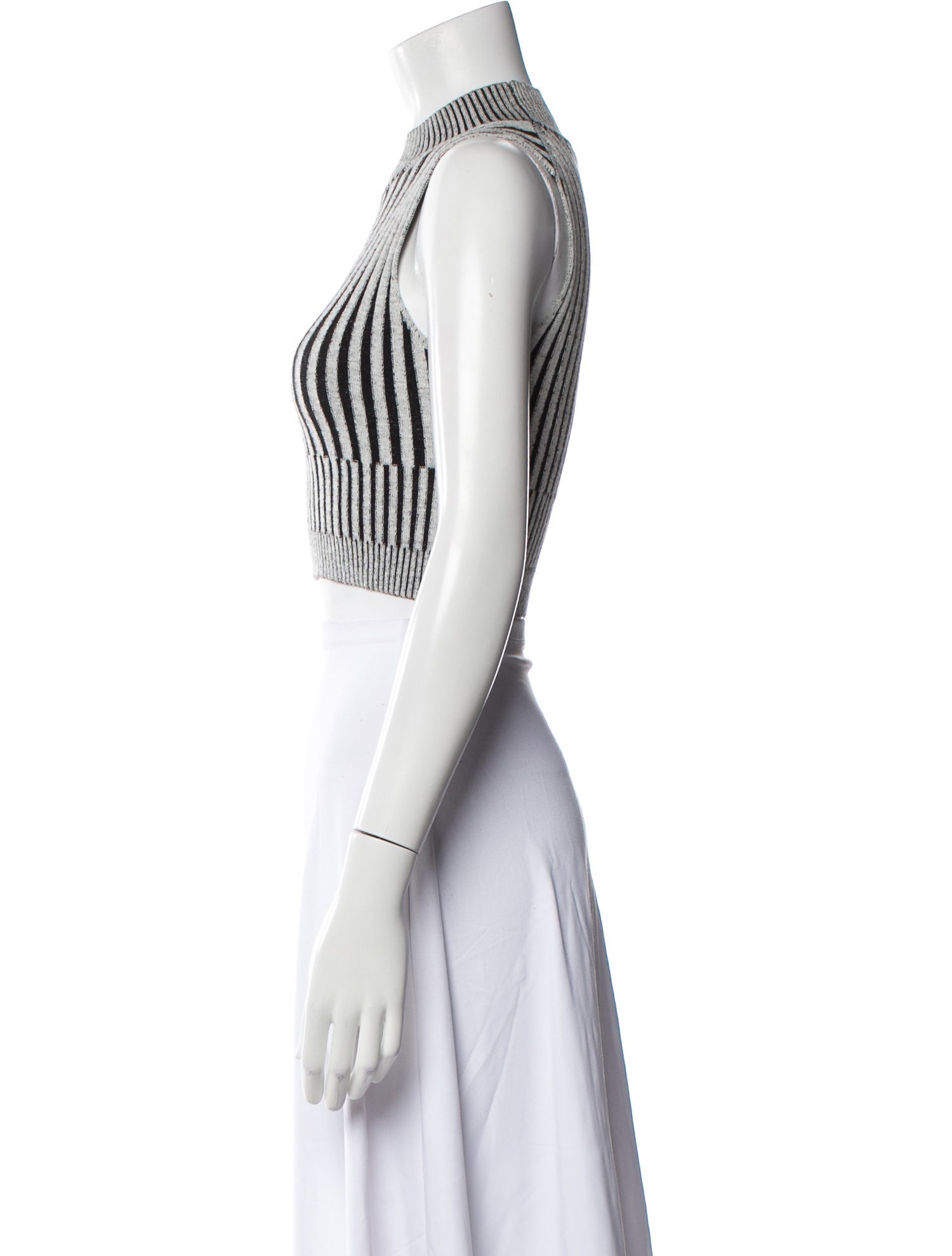 John Elliott Striped Crew Neck Crop Top