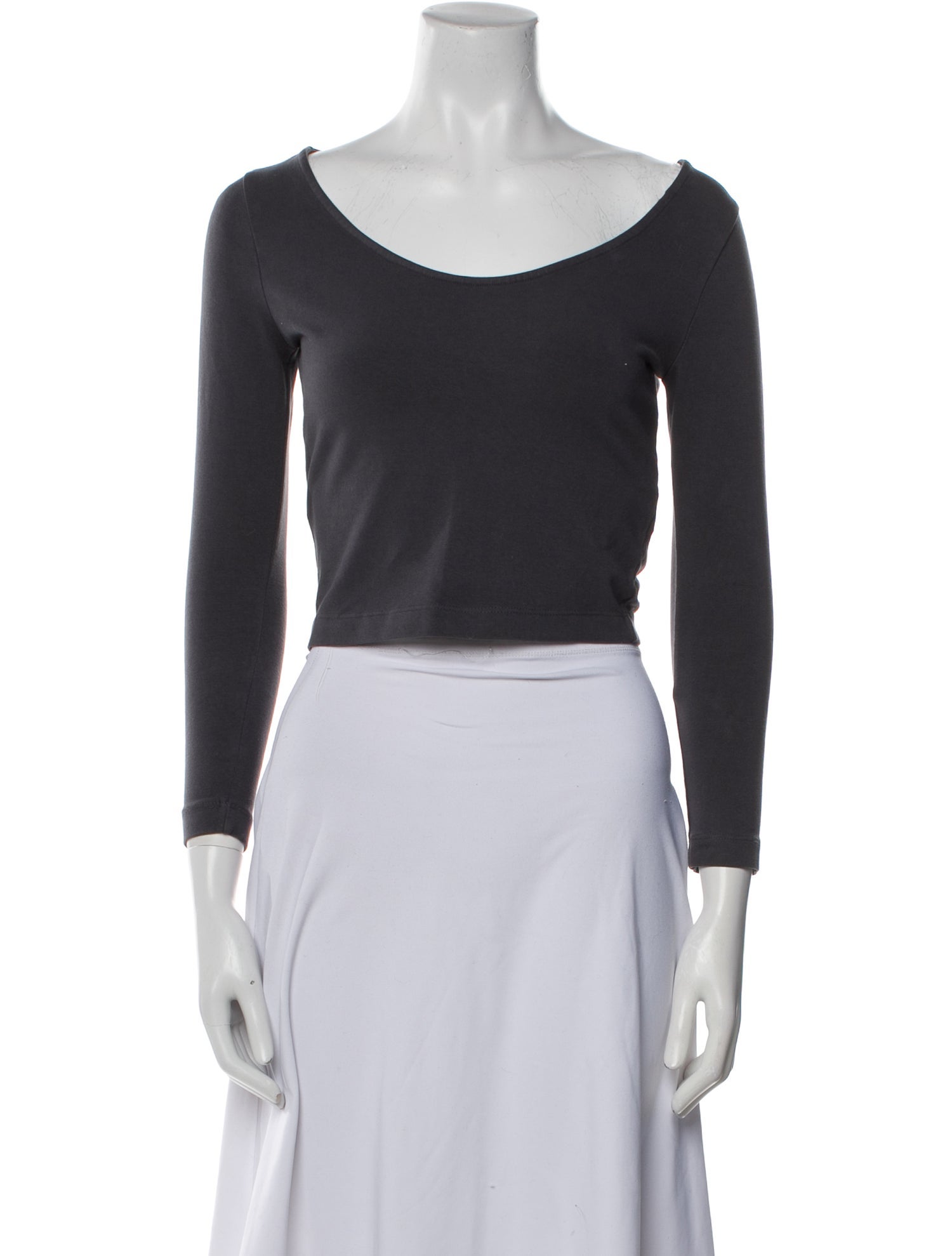 John Elliott Scoop Neck Three-Quarter Sleeve Crop Top