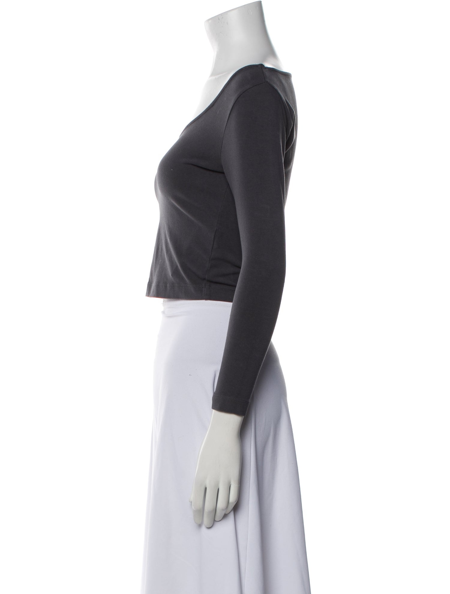 John Elliott Scoop Neck Three-Quarter Sleeve Crop Top