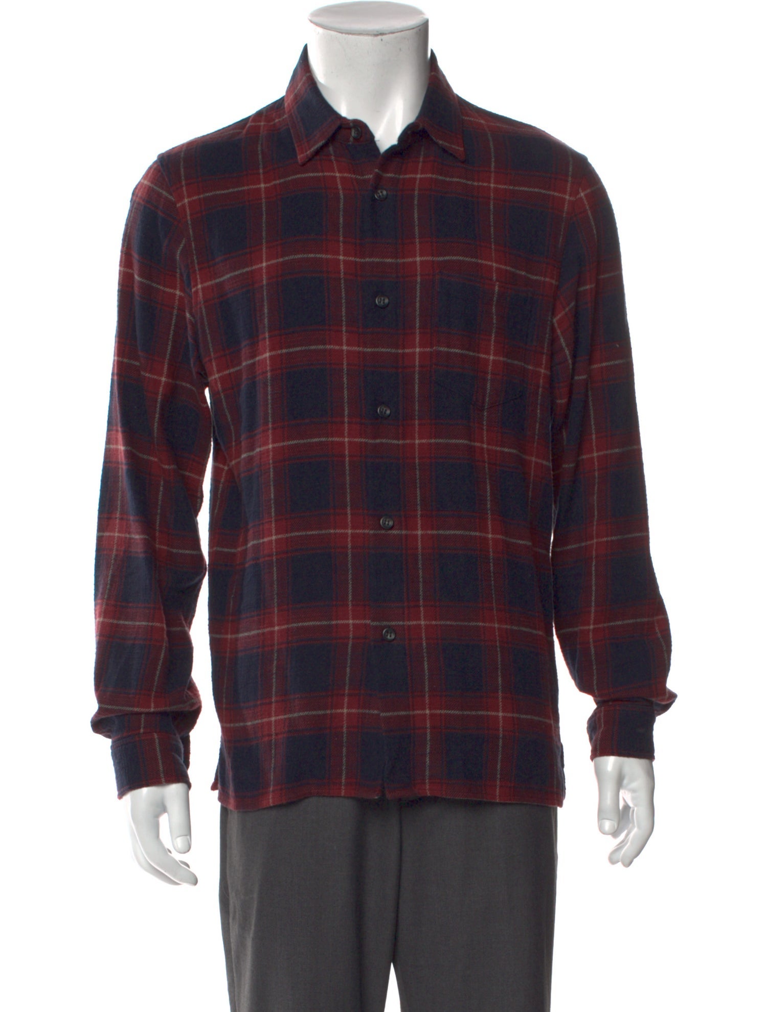 John Elliott Plaid Print Long Sleeve Shirt