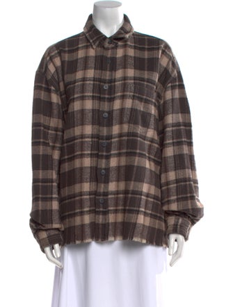 John Elliott Plaid Print Long Sleeve Button-Up Top