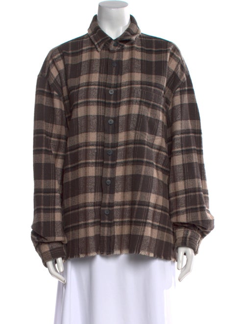 John Elliott Plaid Print Long Sleeve Button-Up Top