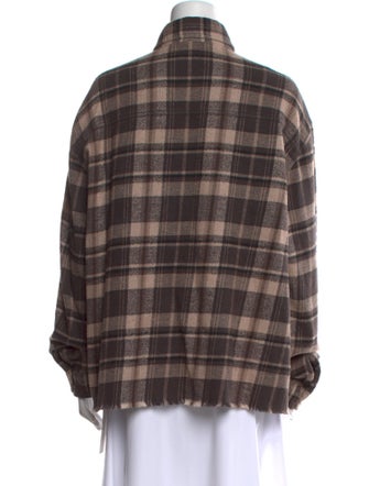 John Elliott Plaid Print Long Sleeve Button-Up Top