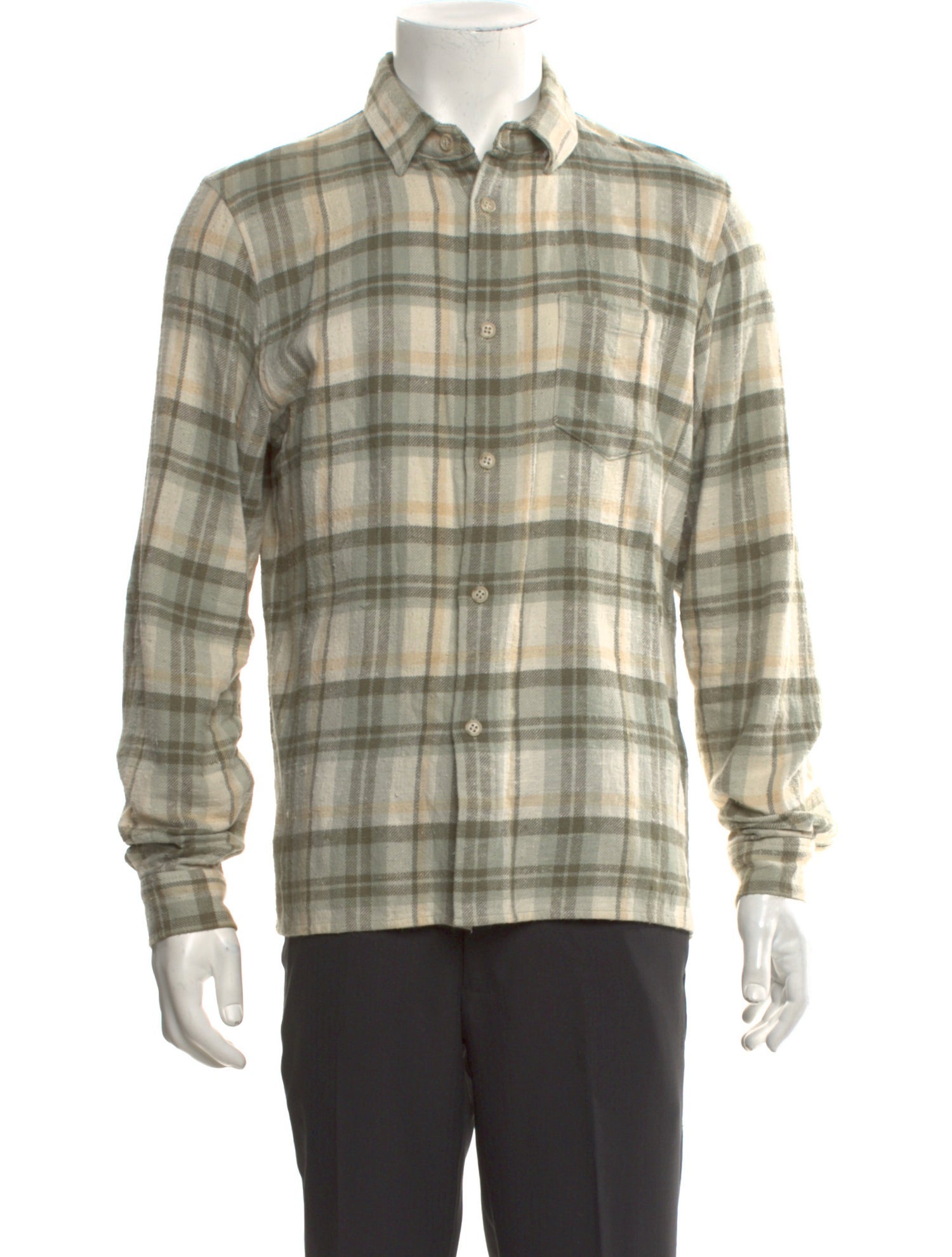 John Elliott Plaid Print Long Sleeve Shirt