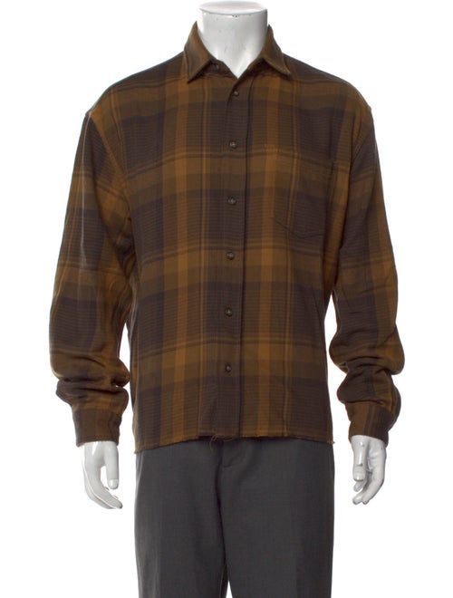 John Elliott Plaid Print Long Sleeve Dress Shirt