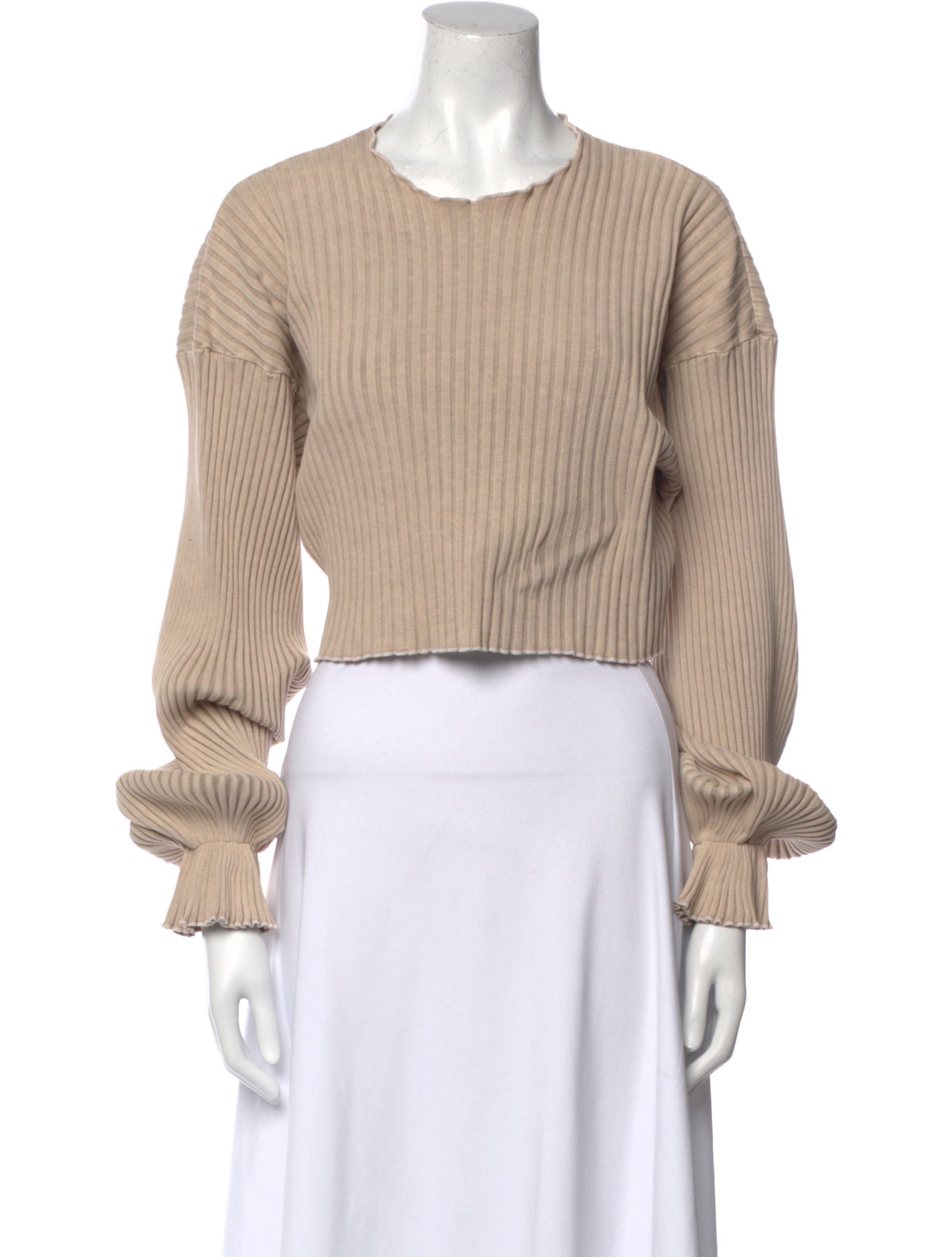 John Elliott Crew Neck Long Sleeve Crop Top