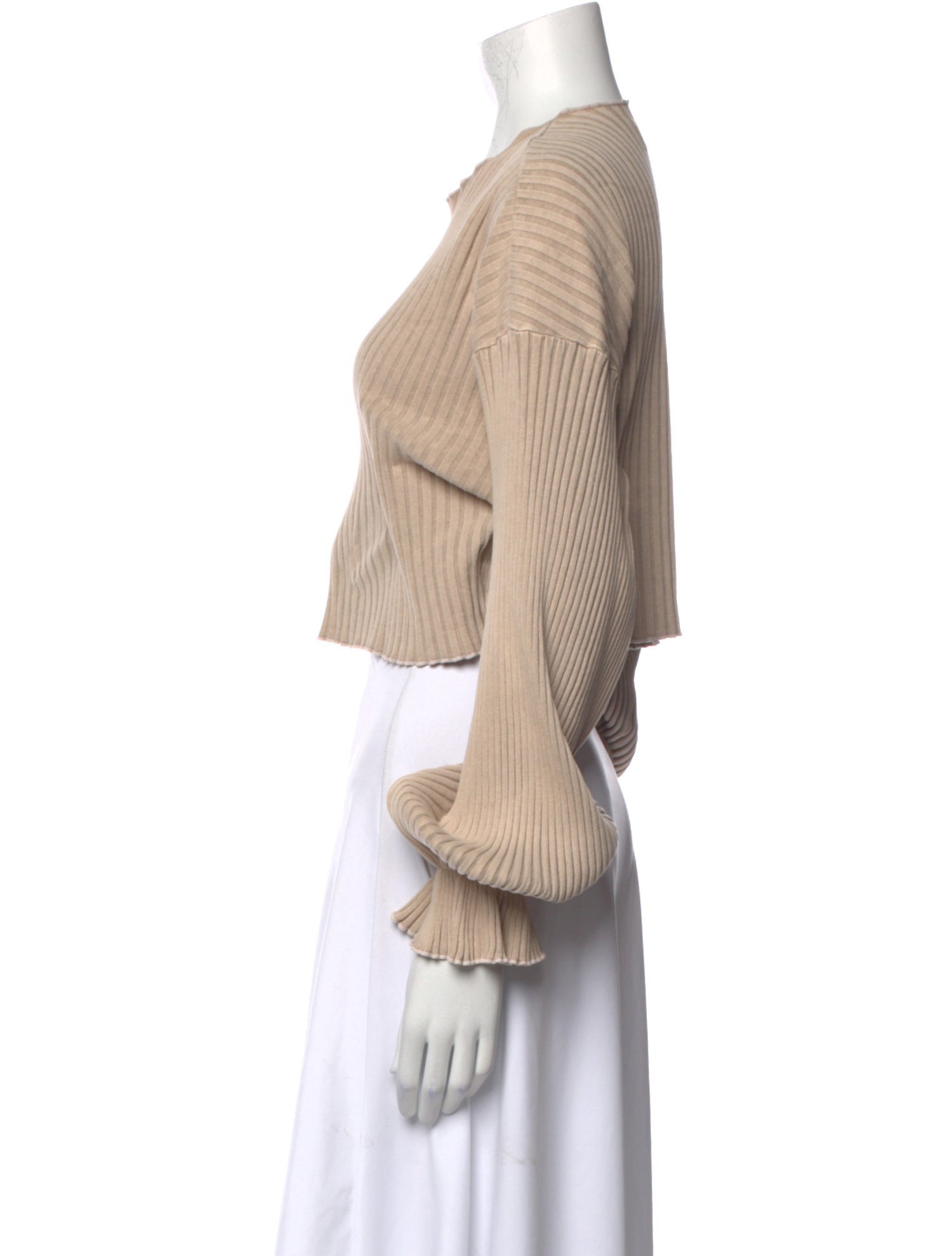 John Elliott Crew Neck Long Sleeve Crop Top