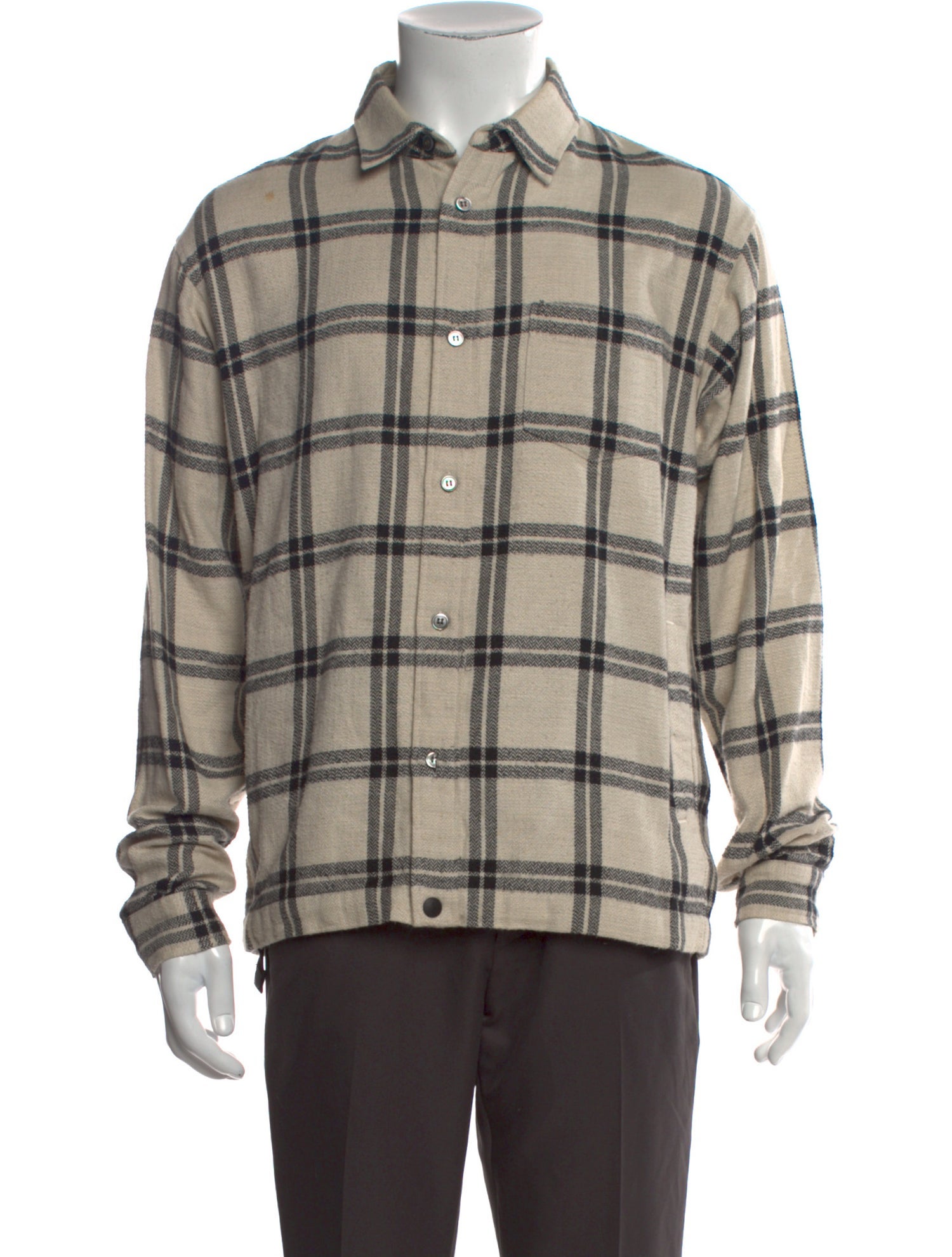 John Elliott Plaid Print Long Sleeve Shirt