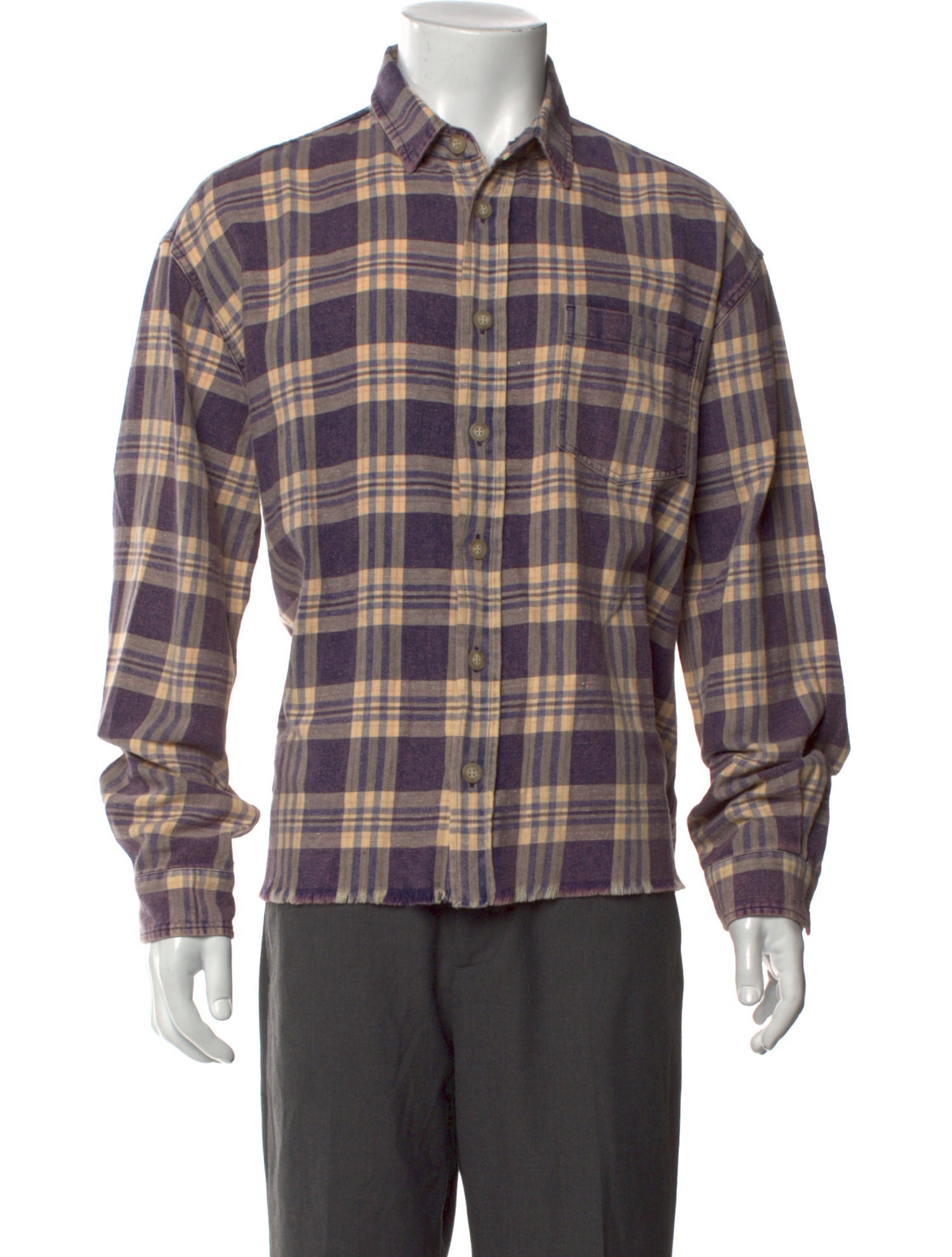 John Elliott Plaid Print Long Sleeve Shirt