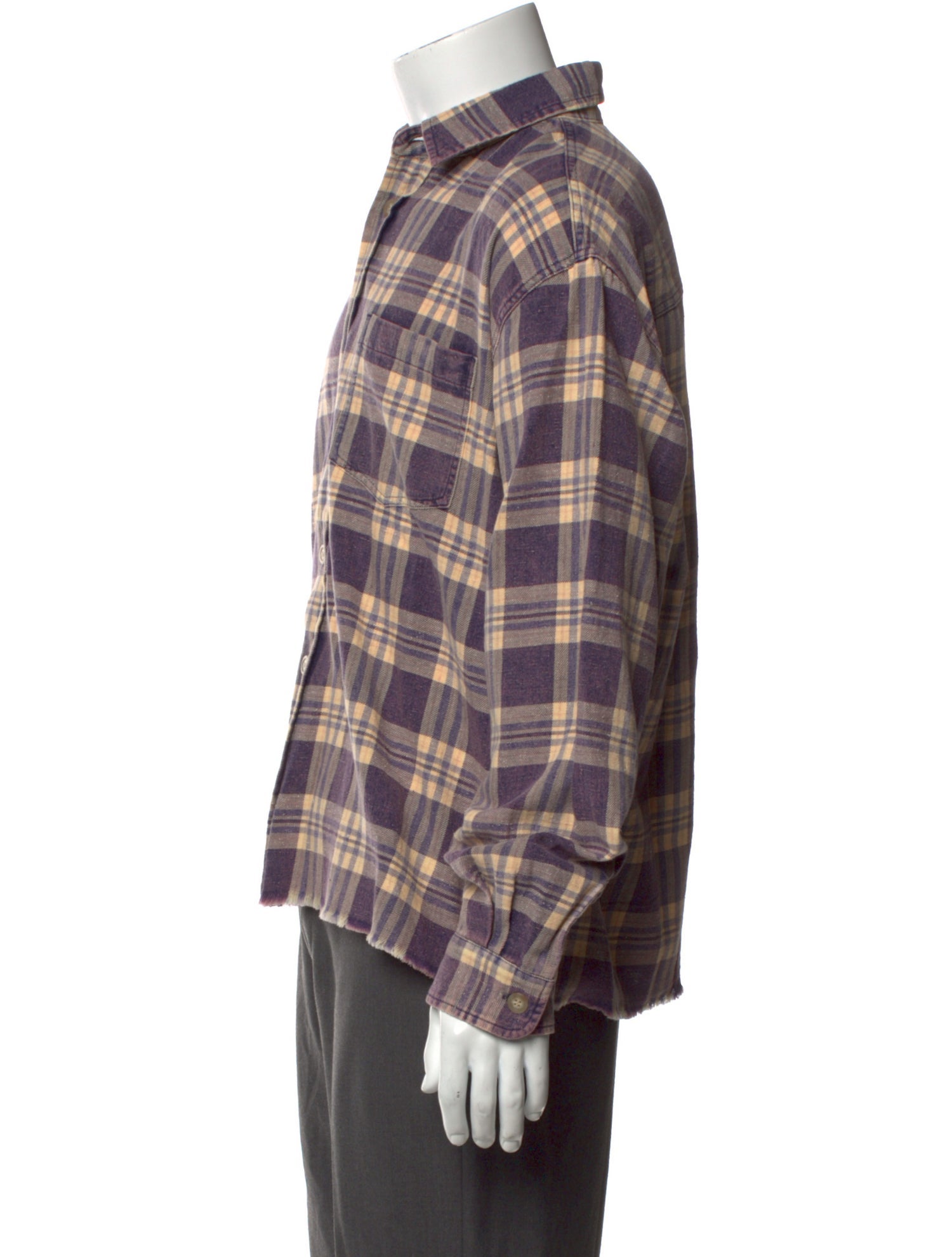 John Elliott Plaid Print Long Sleeve Shirt