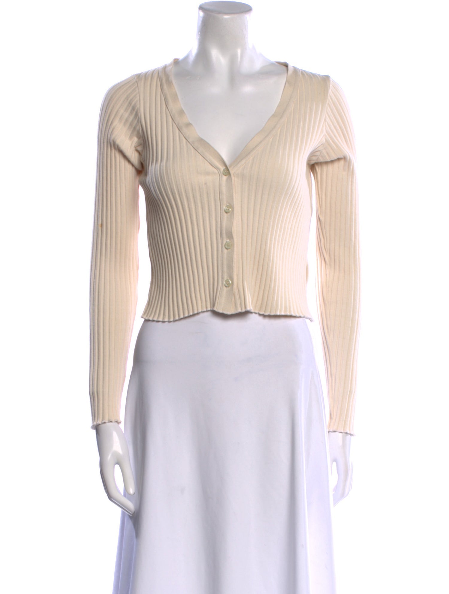 John Elliott V-Neck Long Sleeve Crop Top