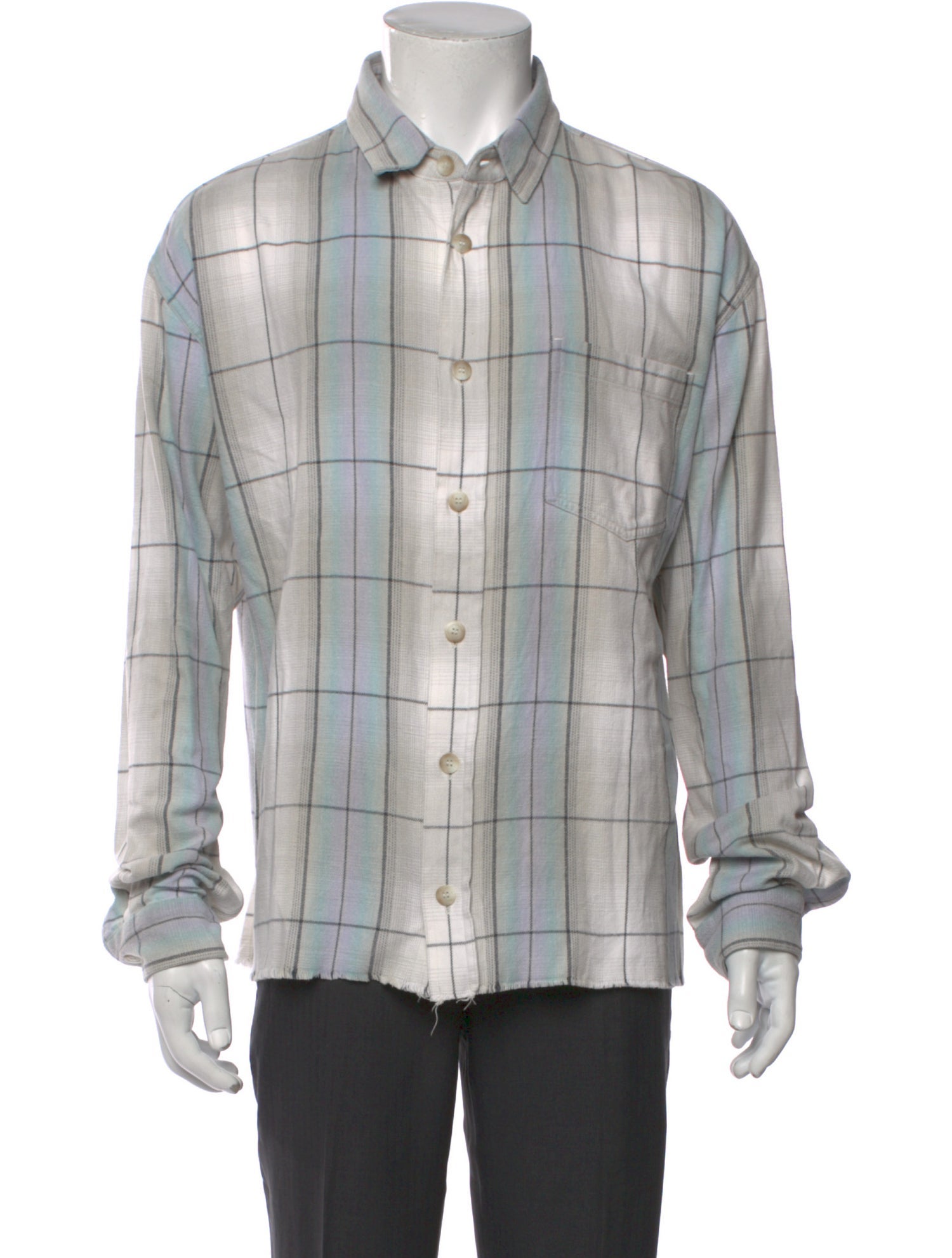 John Elliott Plaid Print Long Sleeve Shirt