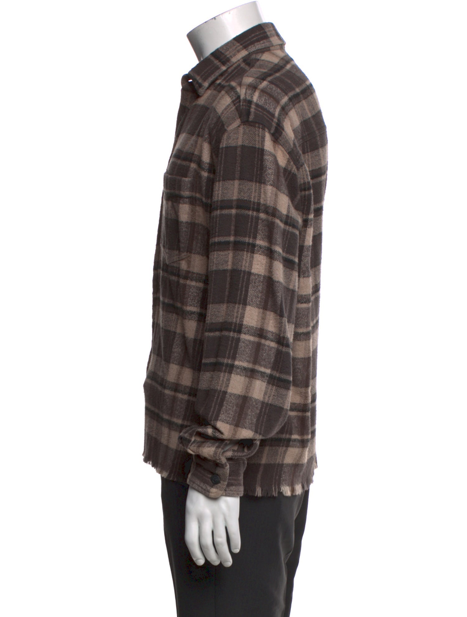 John Elliott Plaid Print Long Sleeve Shirt